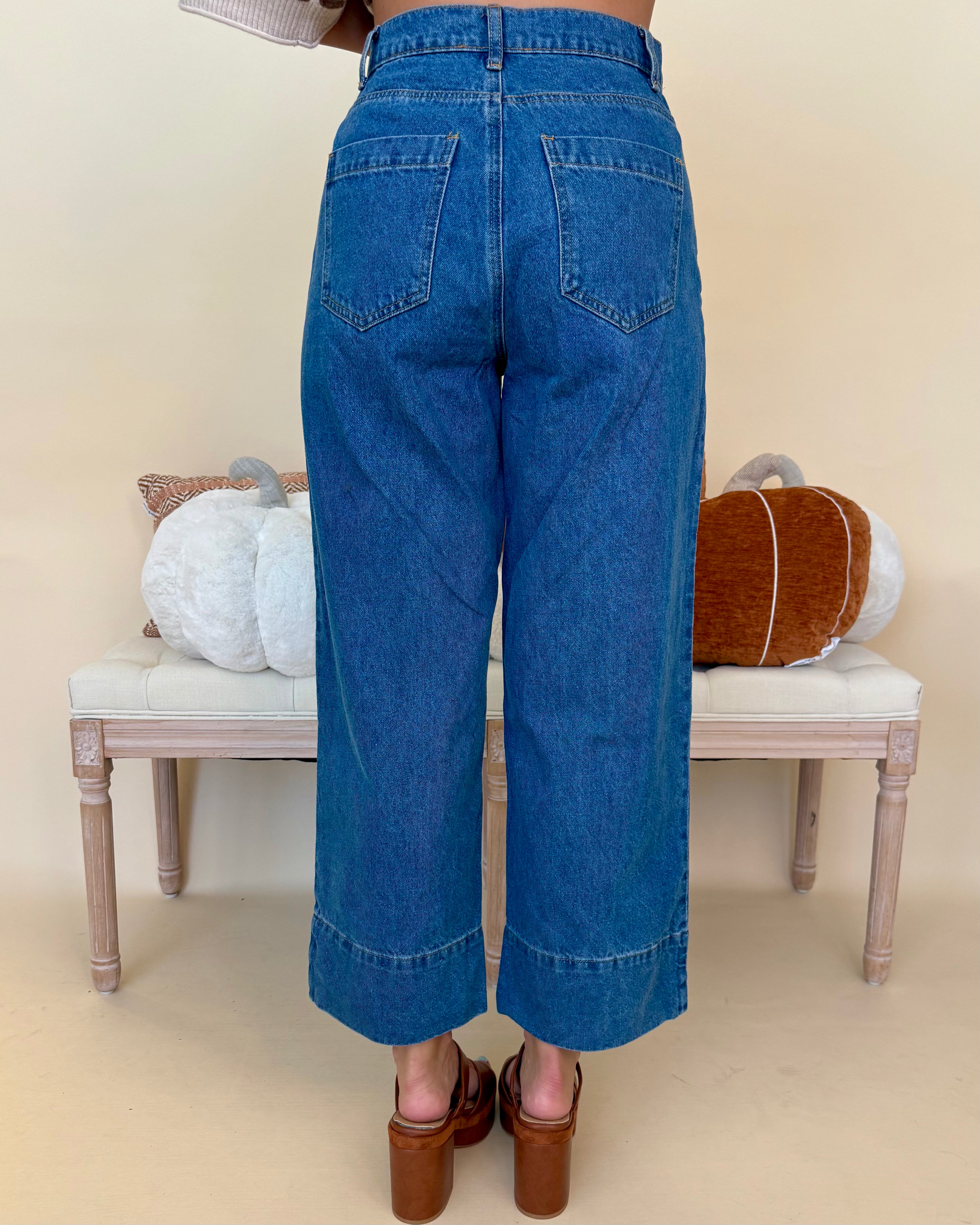 Light As Ever Dk Denim Wide Leg Jeans-Shop-Womens-Boutique-Clothing