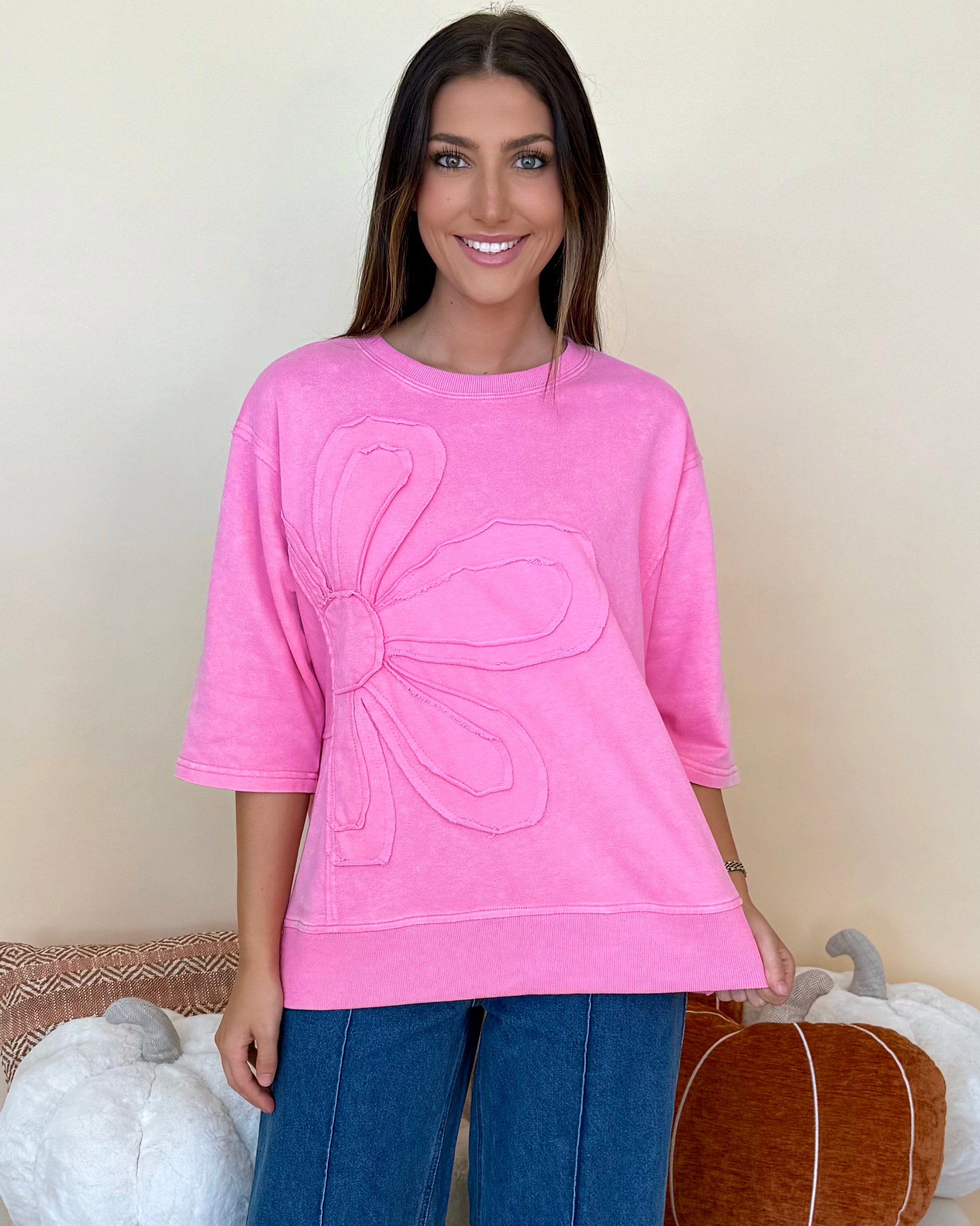 A Glance Pink Flower Top-Shop-Womens-Boutique-Clothing