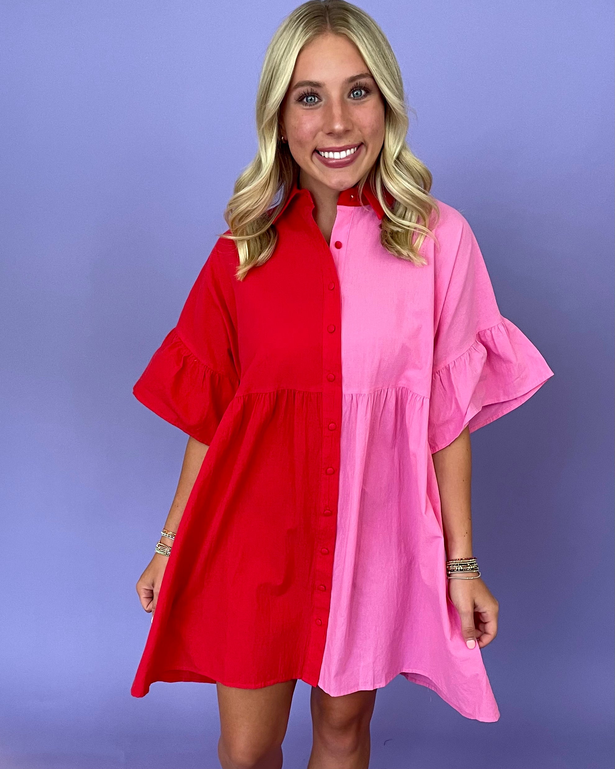 Back To You Red/Pink Babydoll Dress-Shop-Womens-Boutique-Clothing