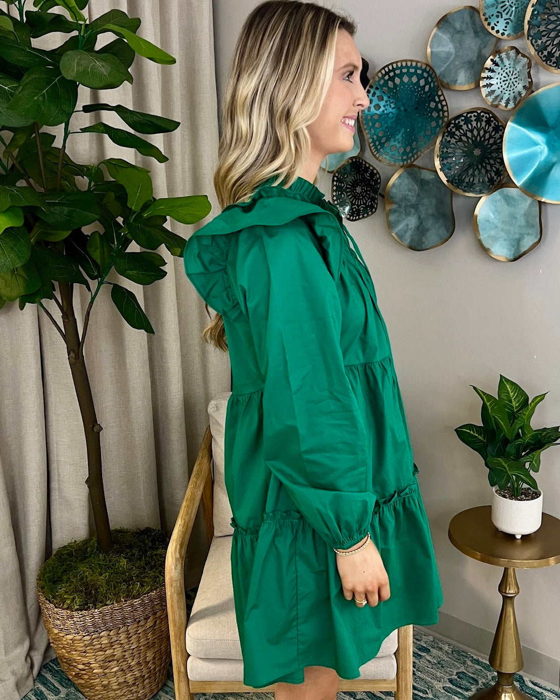 Making Promises Green Ruffle Dress-Shop-Womens-Boutique-Clothing