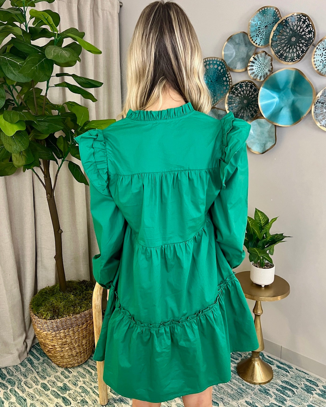 Making Promises Green Ruffle Dress-Shop-Womens-Boutique-Clothing