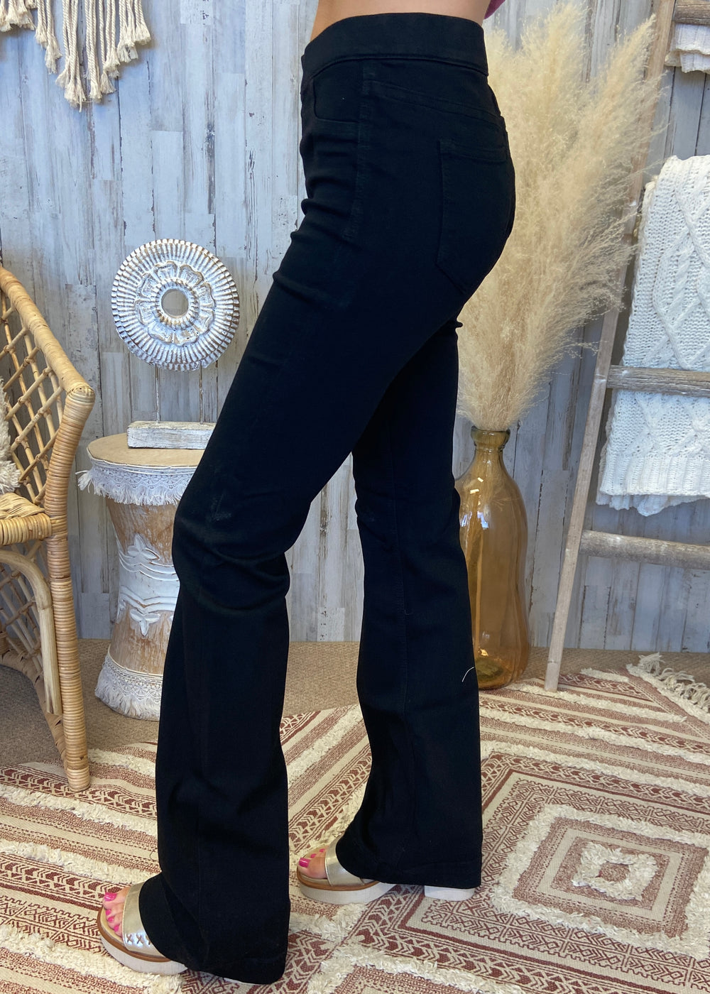 Basic Needs Black Mid Rise Flare Jeans