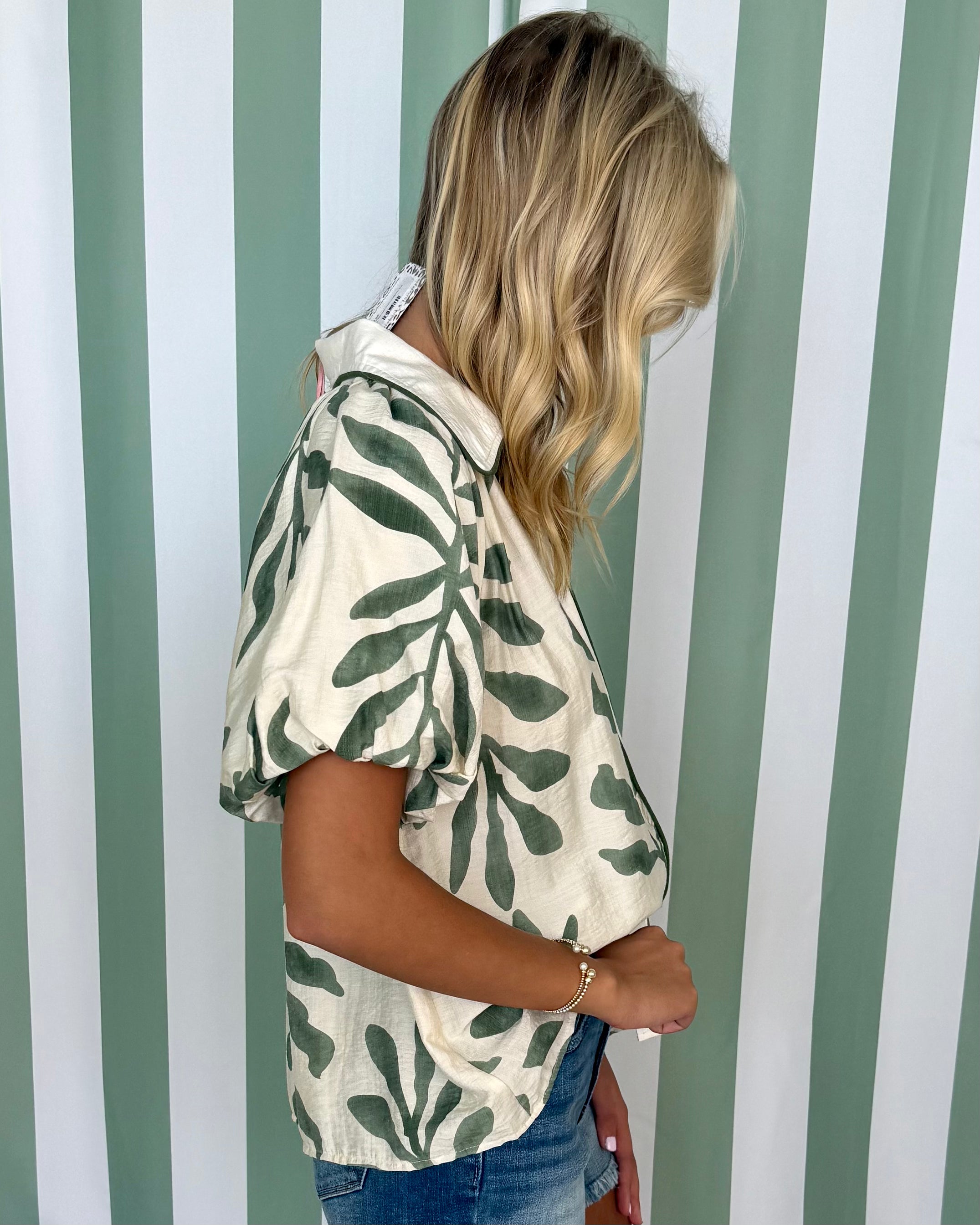 Living My Truth Olive Leaf Print Top-Shop-Womens-Boutique-Clothing