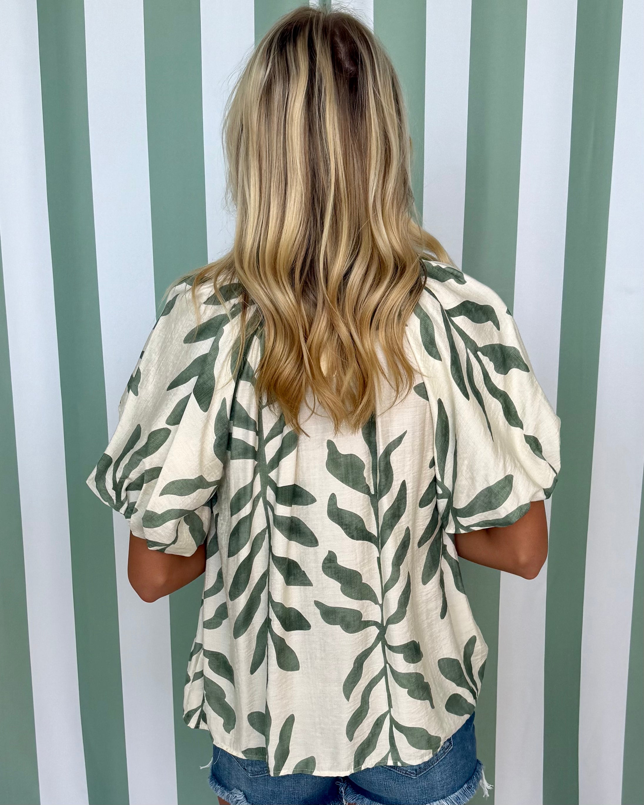 Living My Truth Olive Leaf Print Top-Shop-Womens-Boutique-Clothing