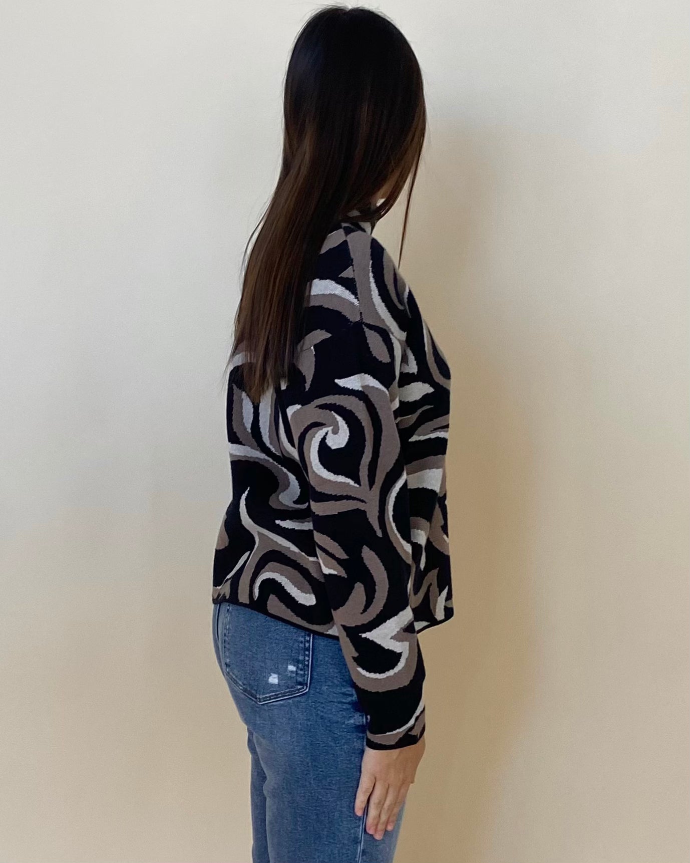 Sweet Escape Black Multi Marble Sweater-Shop-Womens-Boutique-Clothing