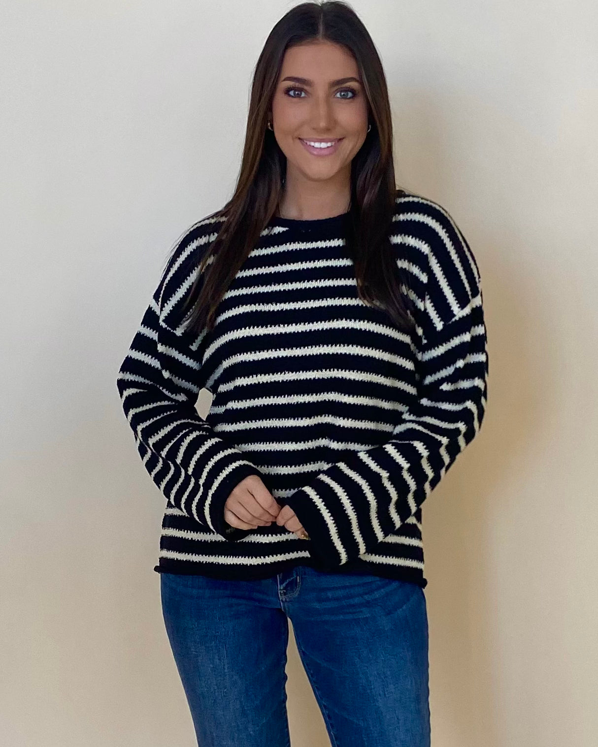 Never Let Go Black Stripe Sweater-Shop-Womens-Boutique-Clothing