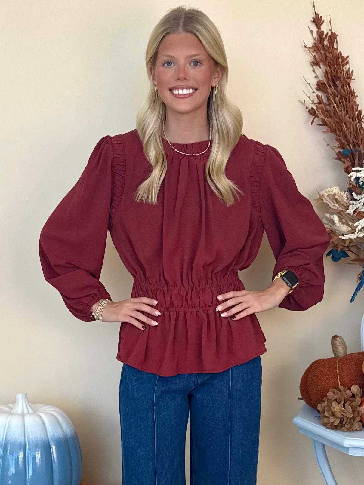 Sweet Energy Sienna Neck and Armhole Shirring Detail Top
