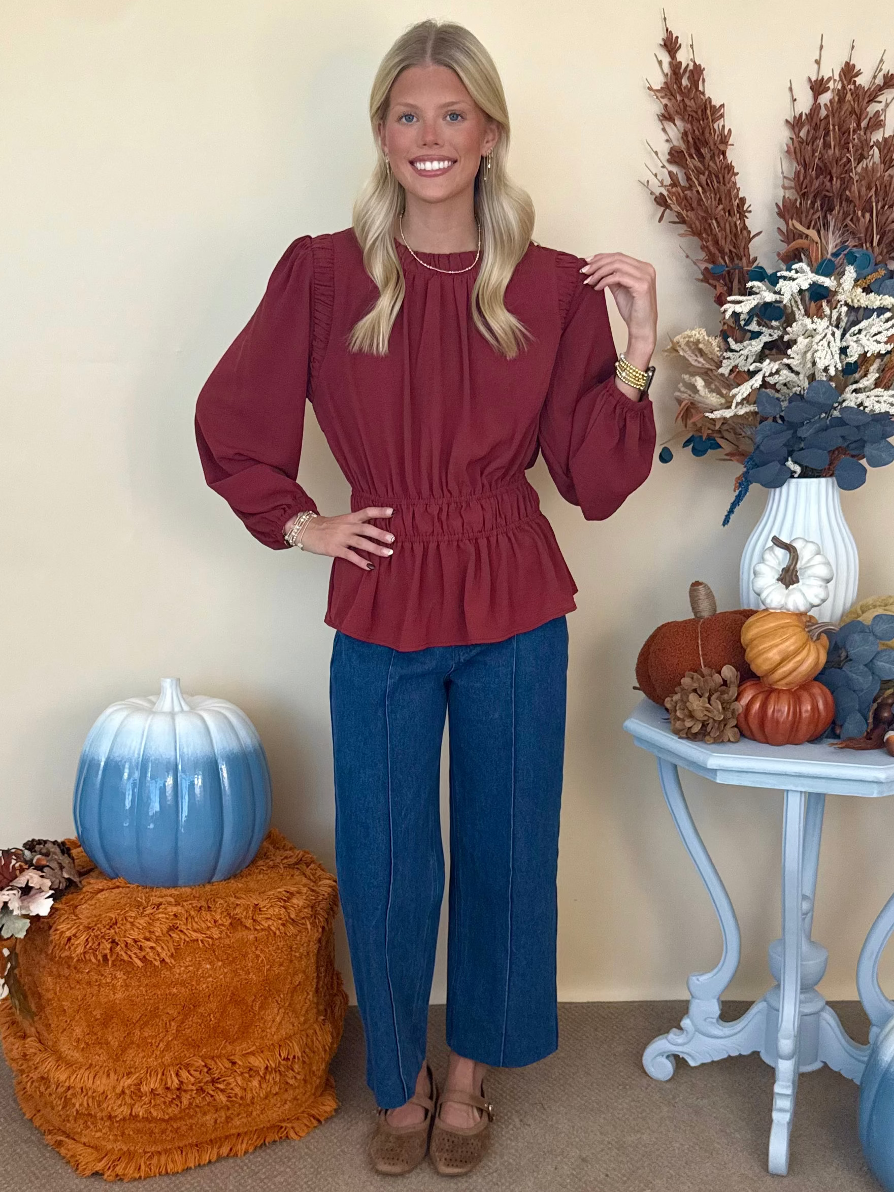 Sweet Energy Sienna Neck and Armhole Shirring Detail Top