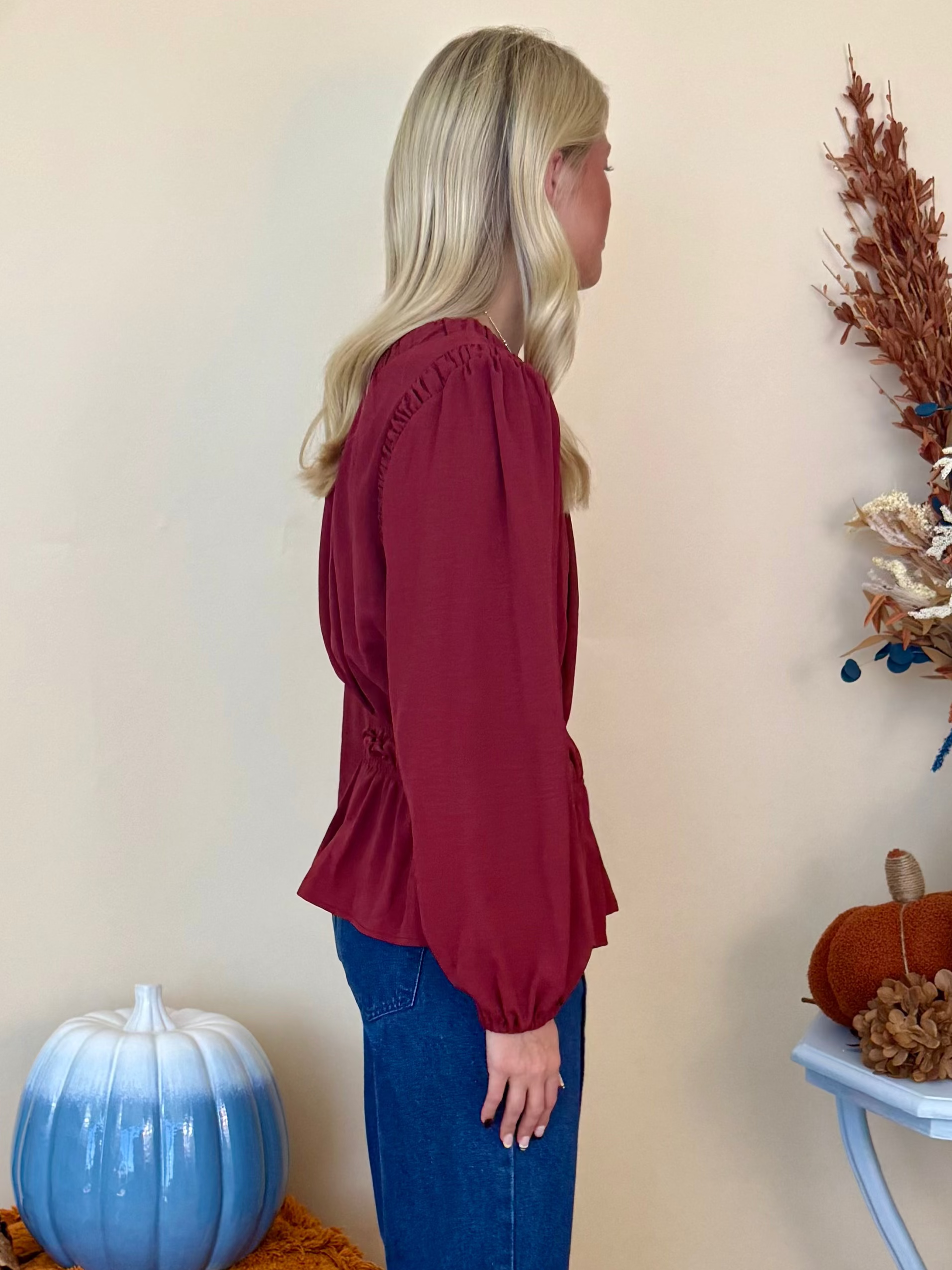 Sweet Energy Sienna Neck and Armhole Shirring Detail Top