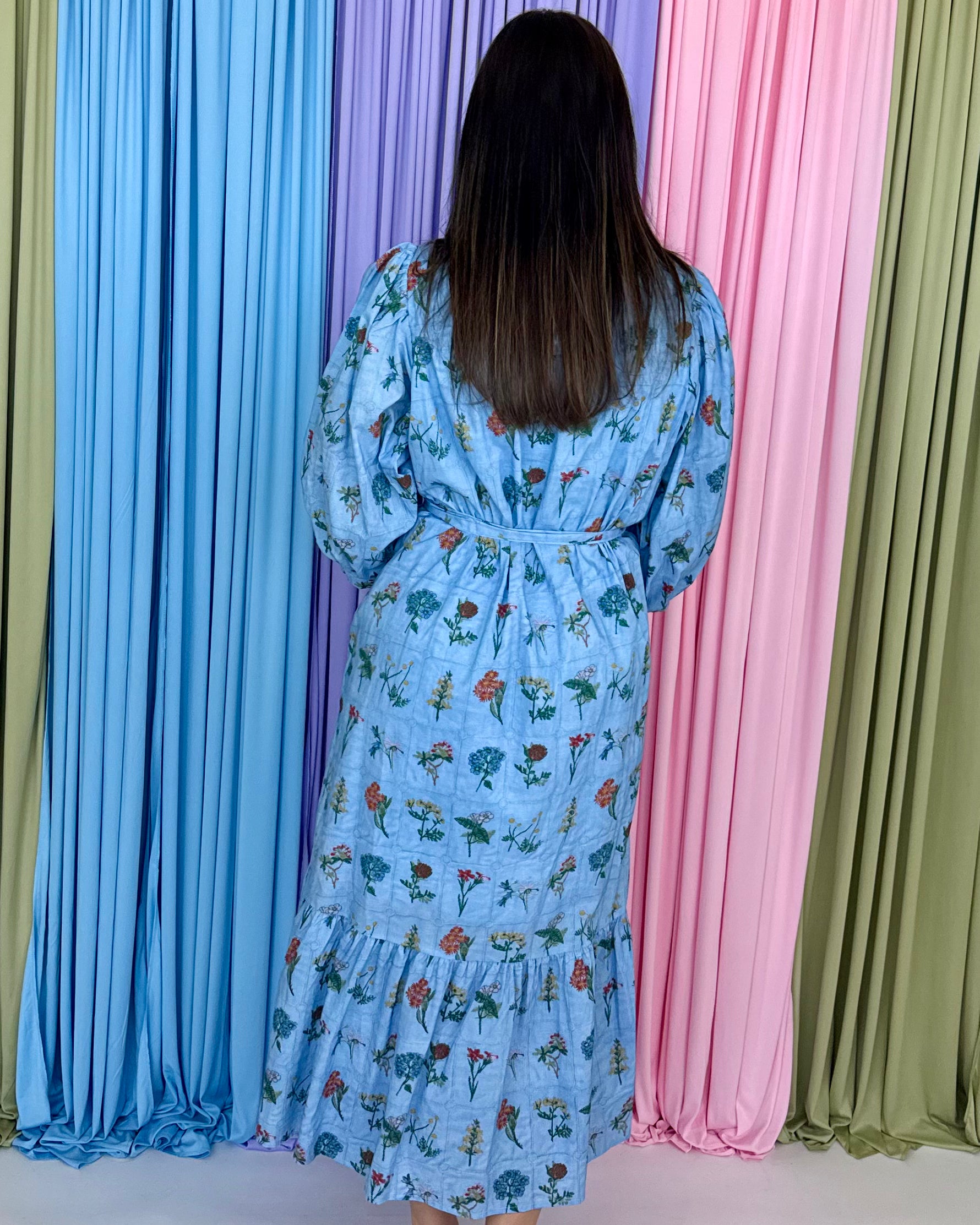 Willow Grace Chambray Floral Midi Dress-Shop-Womens-Boutique-Clothing