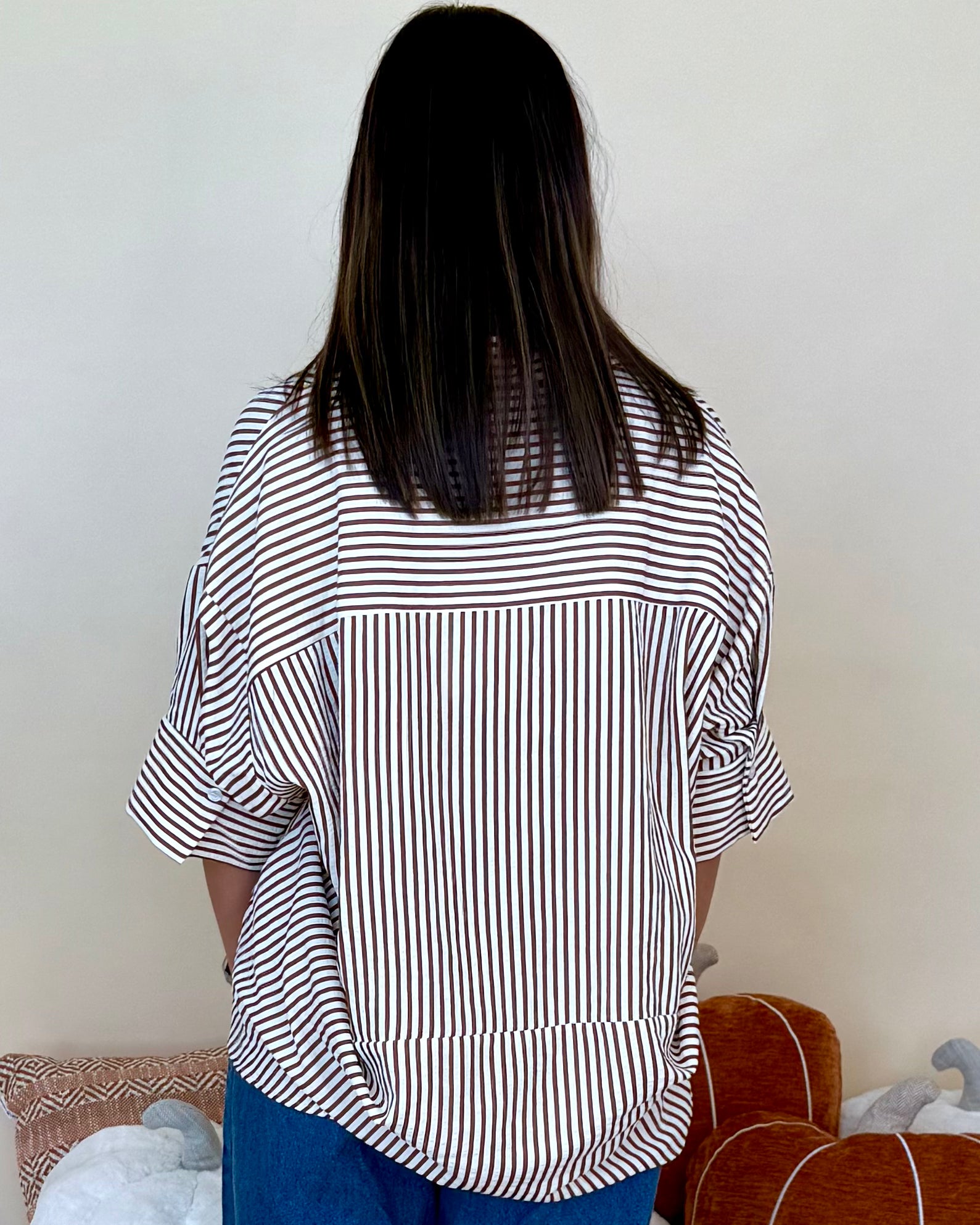 Staying True Brown Oversized Striped Top-Shop-Womens-Boutique-Clothing