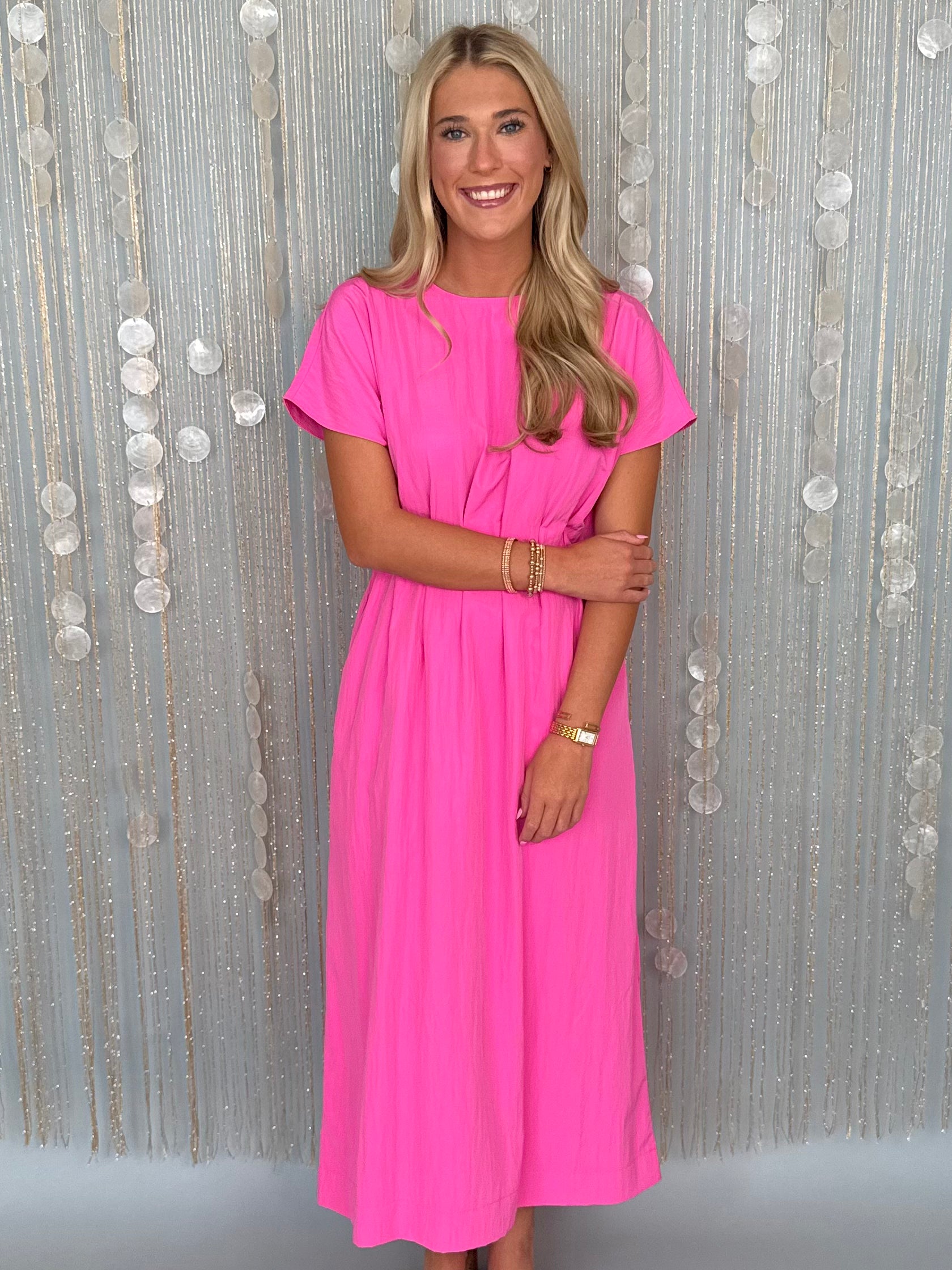 Modern Romance Hot Pink Midi Dress Modern Romance Hot Pink Midi Dress