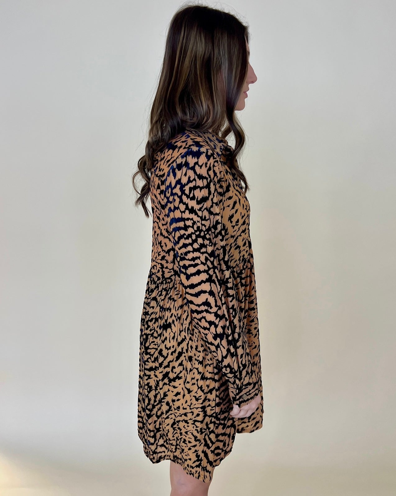 Fall For You Taupe Animal Velvet Dress-Shop-Womens-Boutique-Clothing