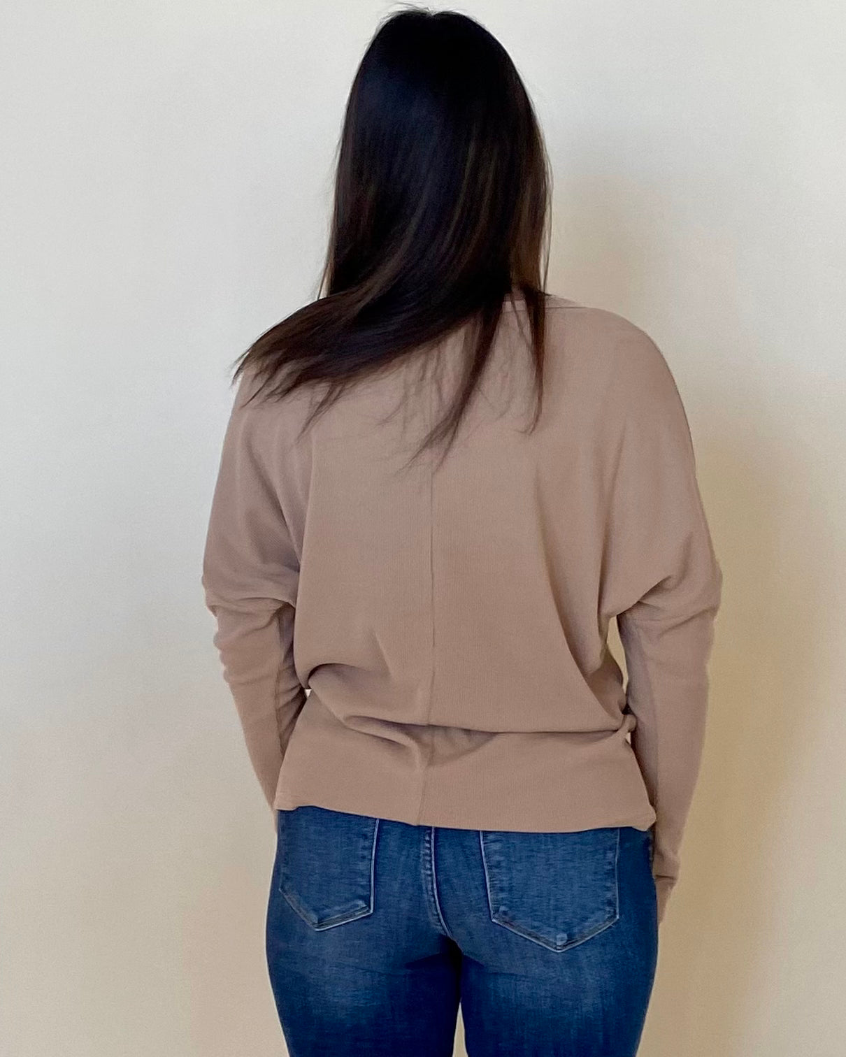 Just For You Taupe Drop Shoulder Top-Shop-Womens-Boutique-Clothing