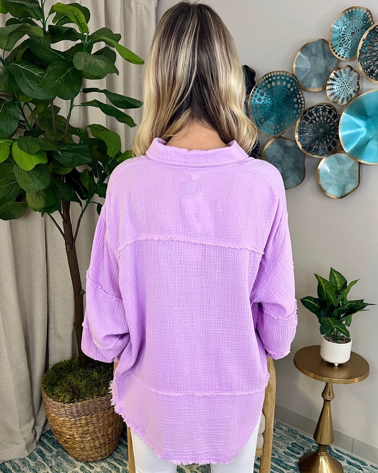 Could Be Lilac Pink Cotton Gauze Top-Shop-Womens-Boutique-Clothing