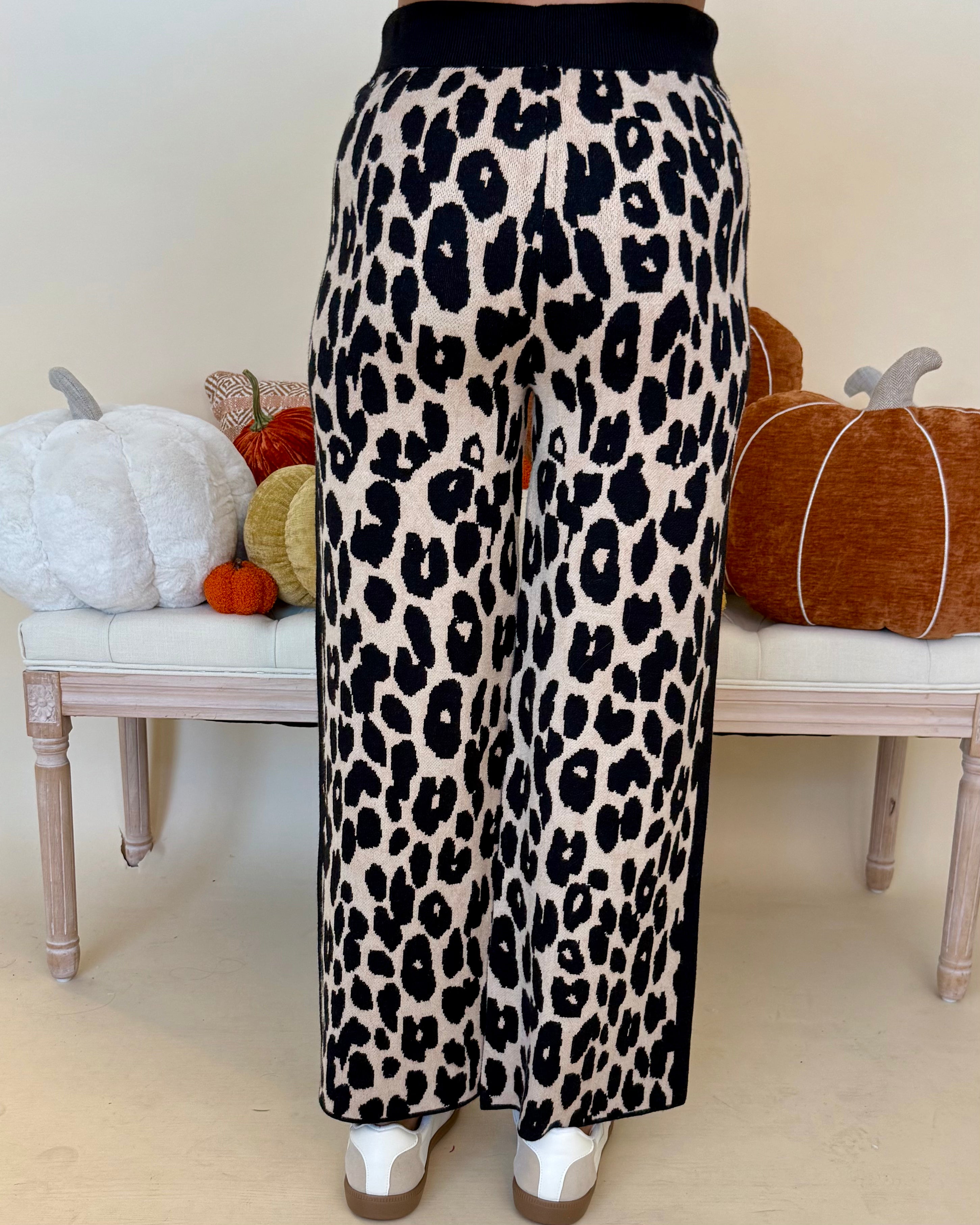 Come And Get It Black Animal Sweater Pants-Shop-Womens-Boutique-Clothing