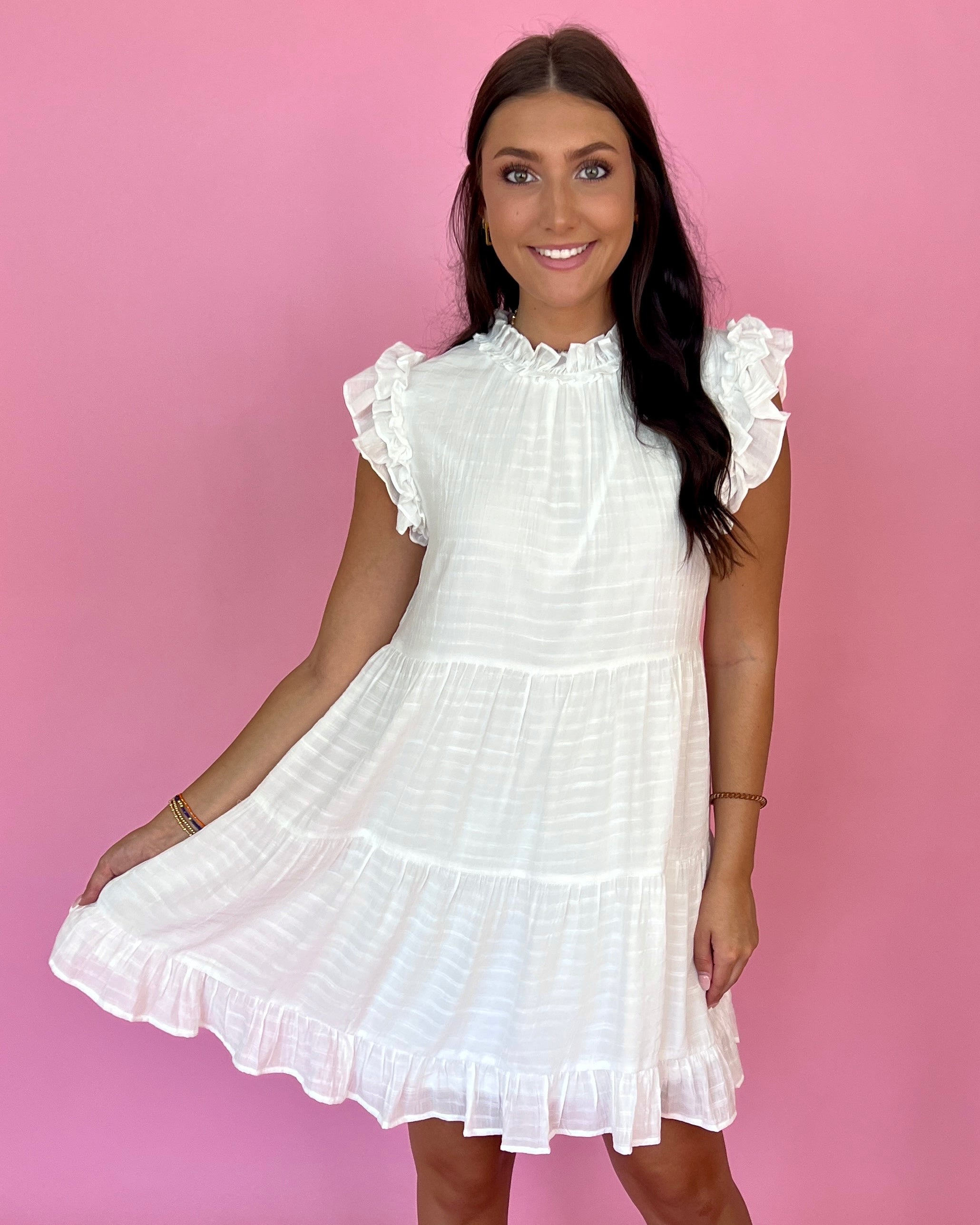 Going To The Chapel White Layered Frilled Tiered Dress-Shop-Womens-Boutique-Clothing