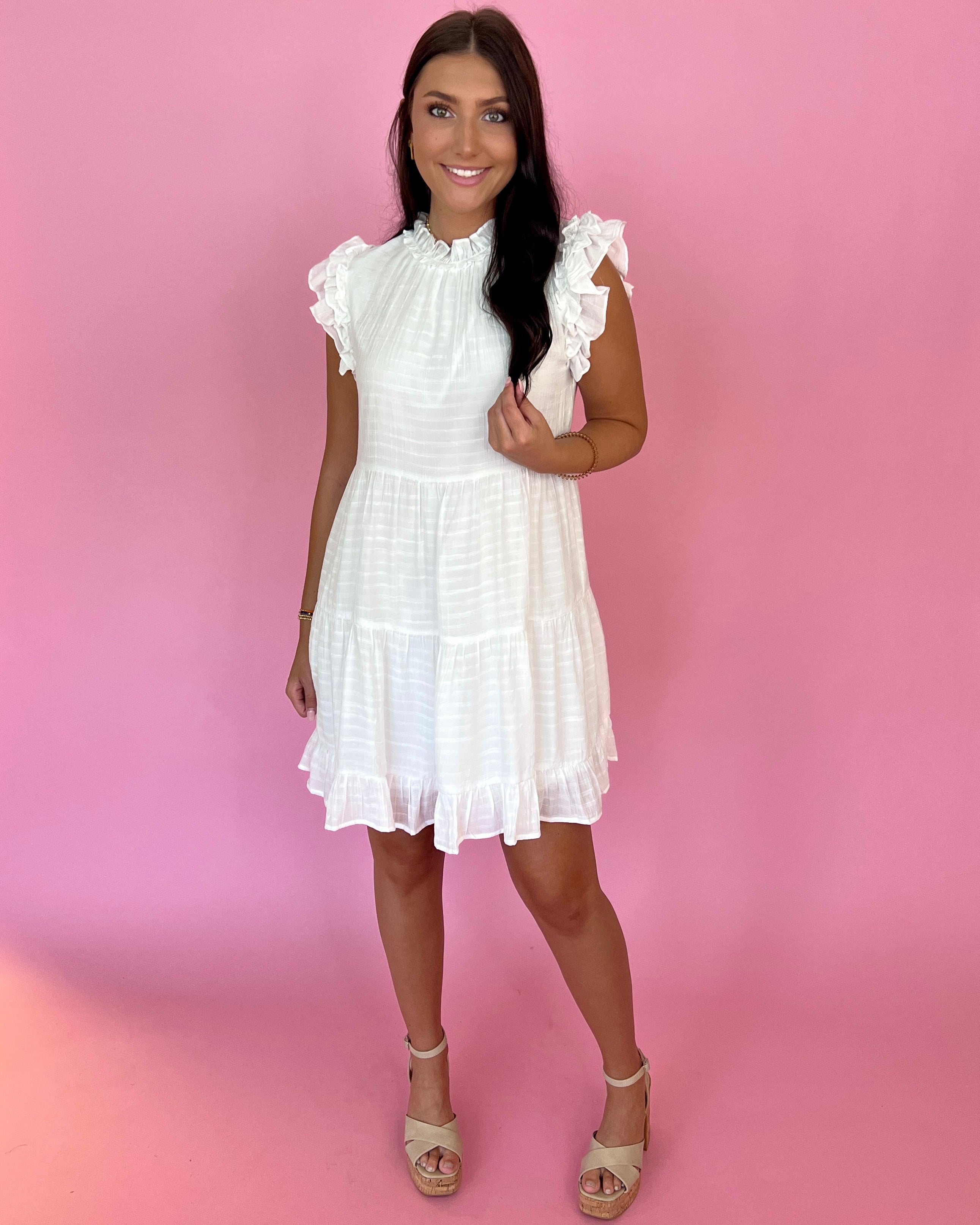 Going To The Chapel White Layered Frilled Tiered Dress-Shop-Womens-Boutique-Clothing