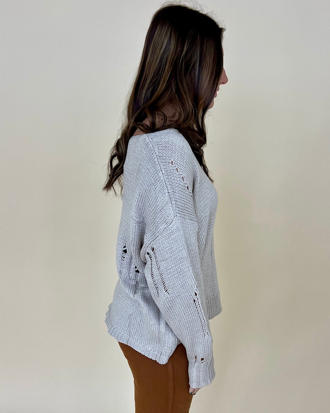 Countless Times Oatmeal Distressed Sweater-Shop-Womens-Boutique-Clothing