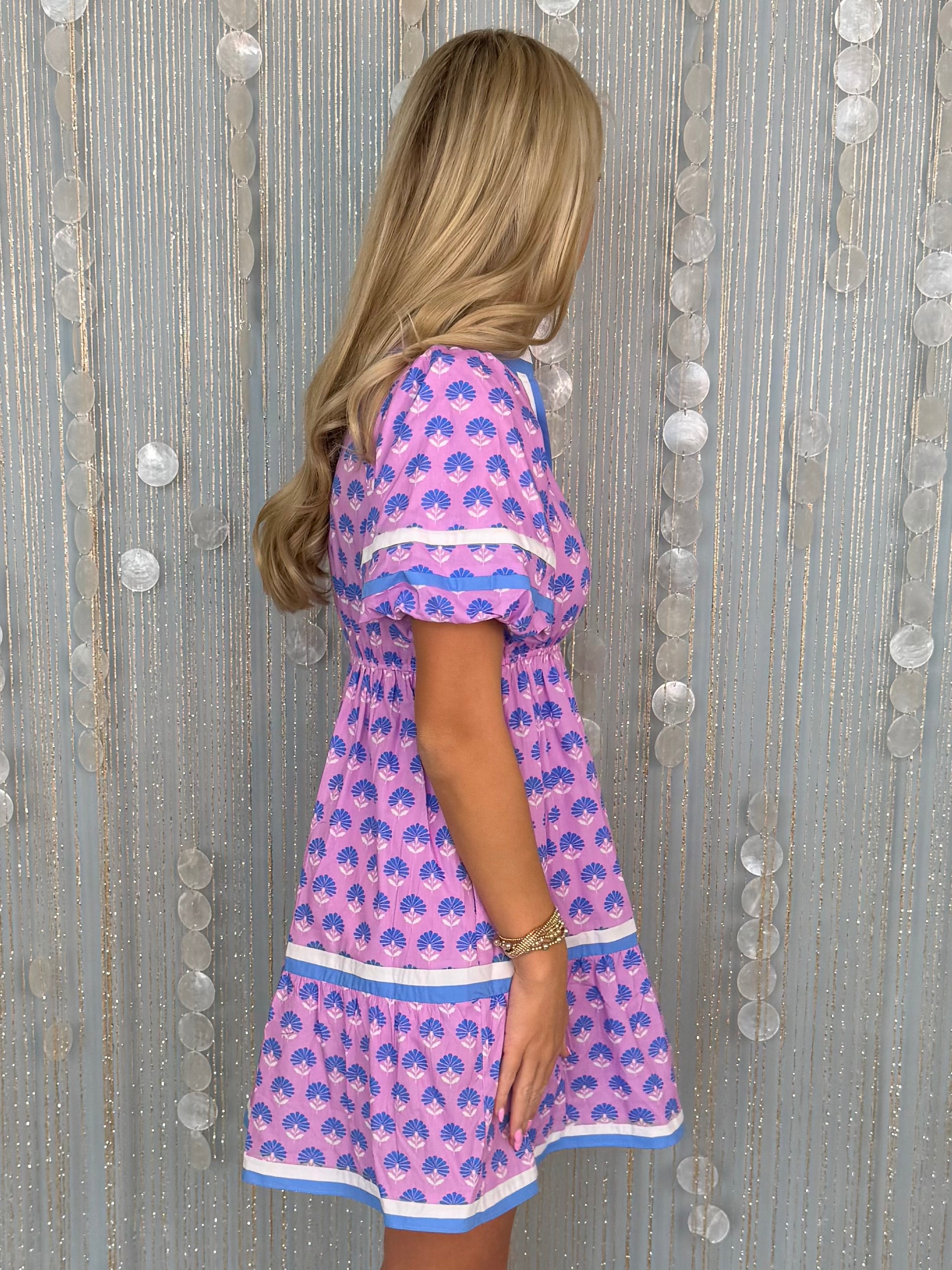 Don't Be Shy Orchid Floral V Neck Tiered Dress-Shop-Womens-Boutique-Clothing