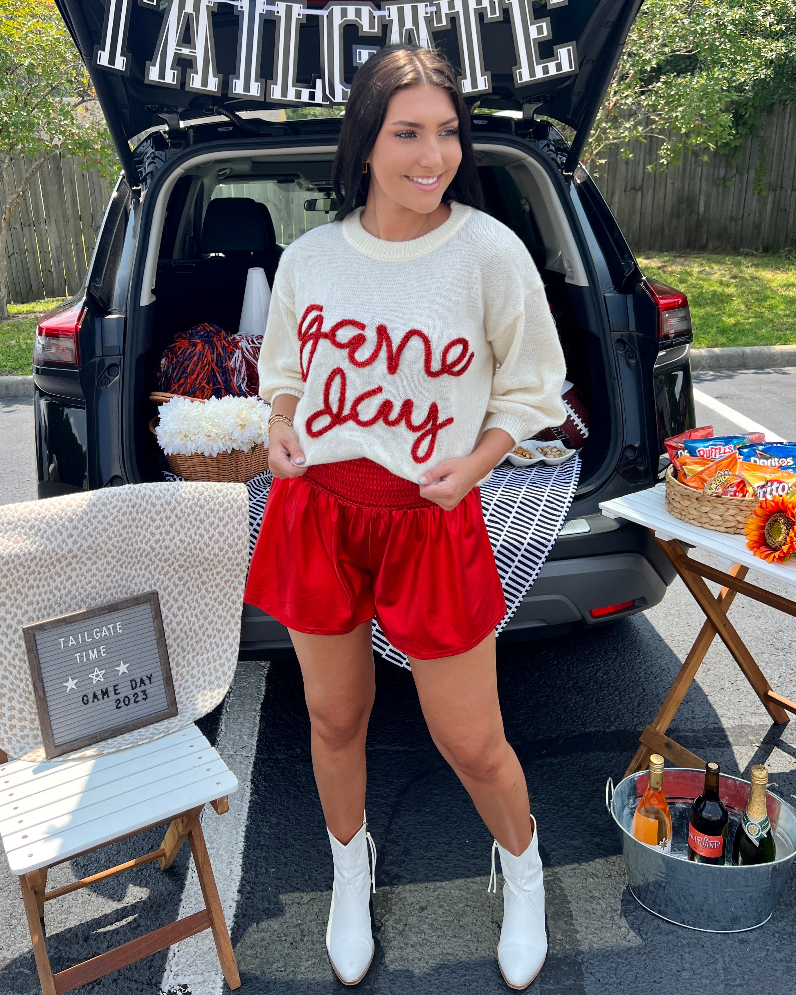 Go Fight Win Ivory Game Day Puff Sleeve Sweater-Shop-Womens-Boutique-Clothing