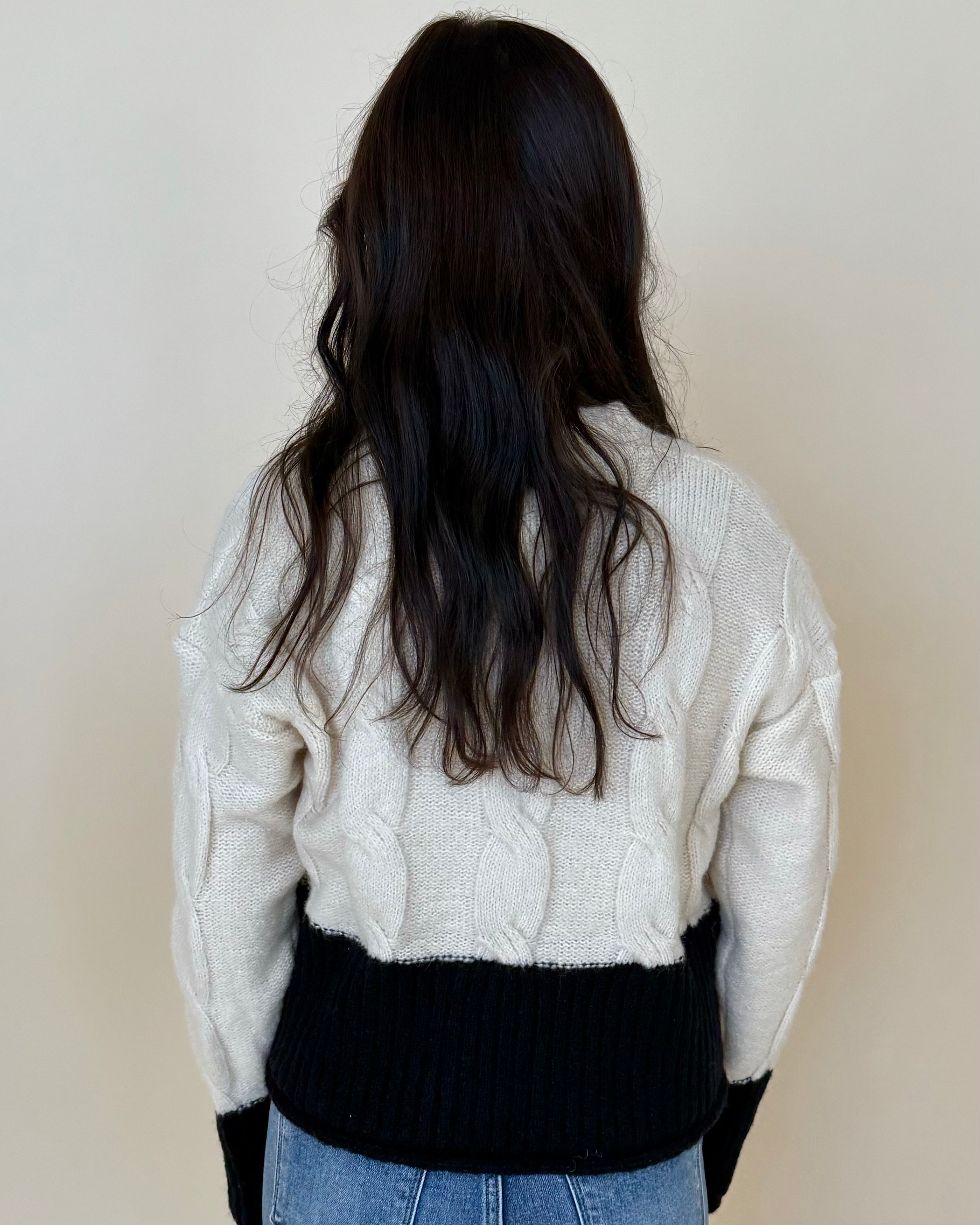 Be Present Oatmeal/Black Knit Contrast Sweater-Shop-Womens-Boutique-Clothing