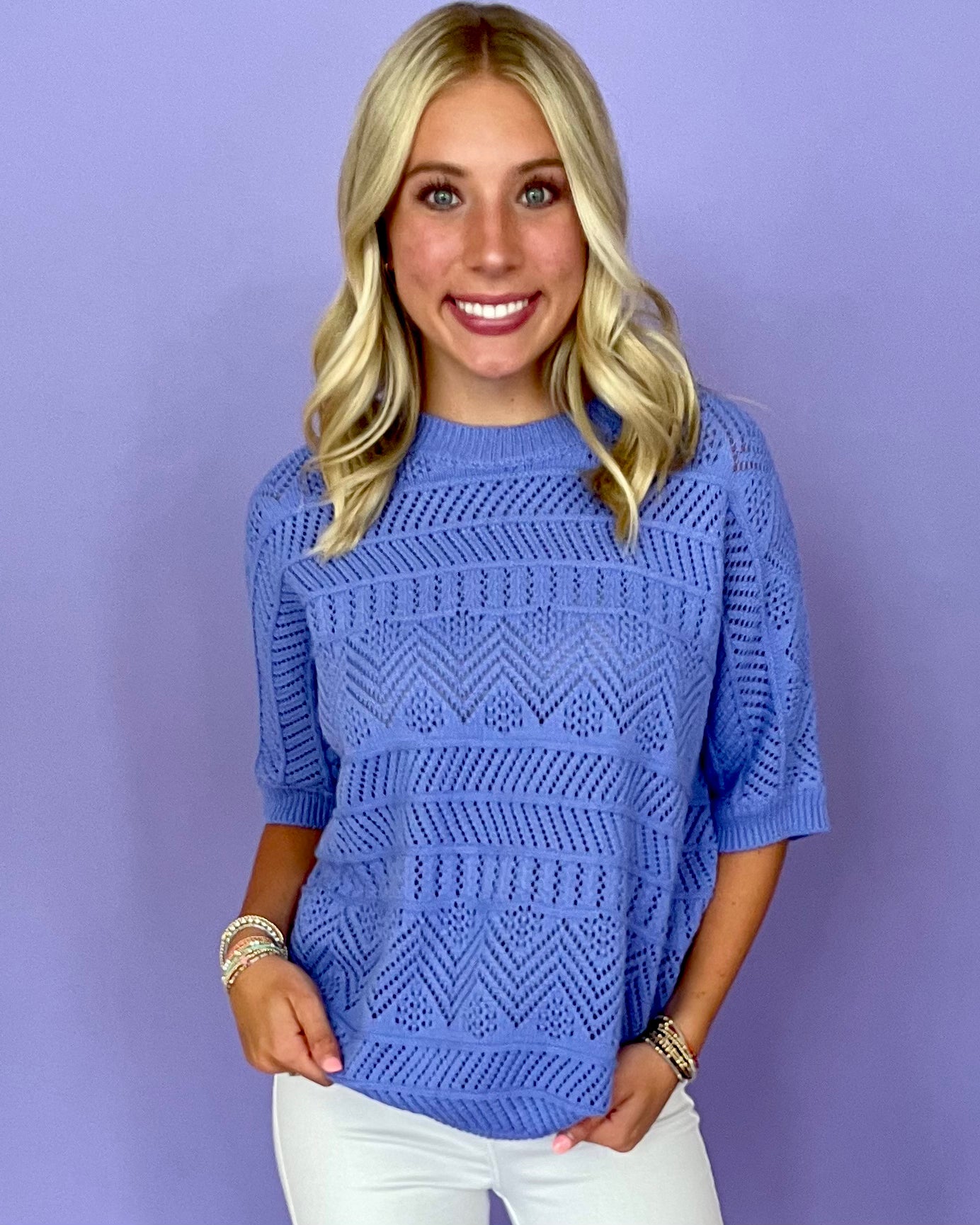 Know Better Periwinkle Crochet Sweater-Shop-Womens-Boutique-Clothing