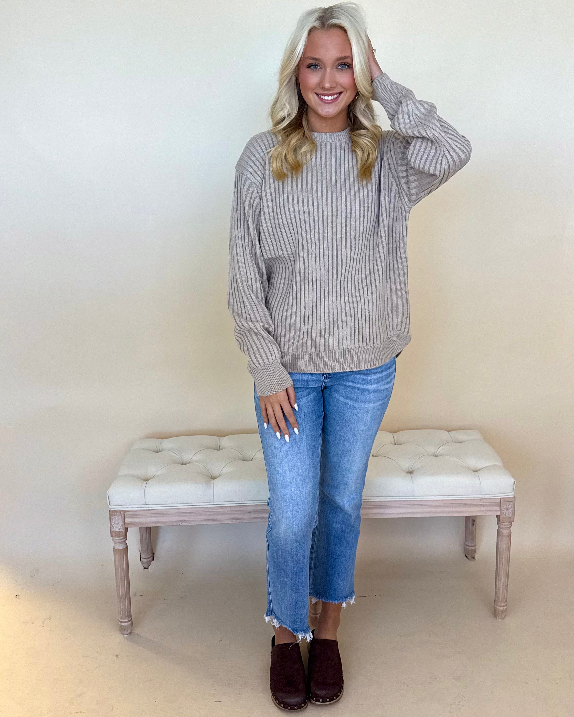 Capture This Lt Mocha Two Tone Sweater-Shop-Womens-Boutique-Clothing