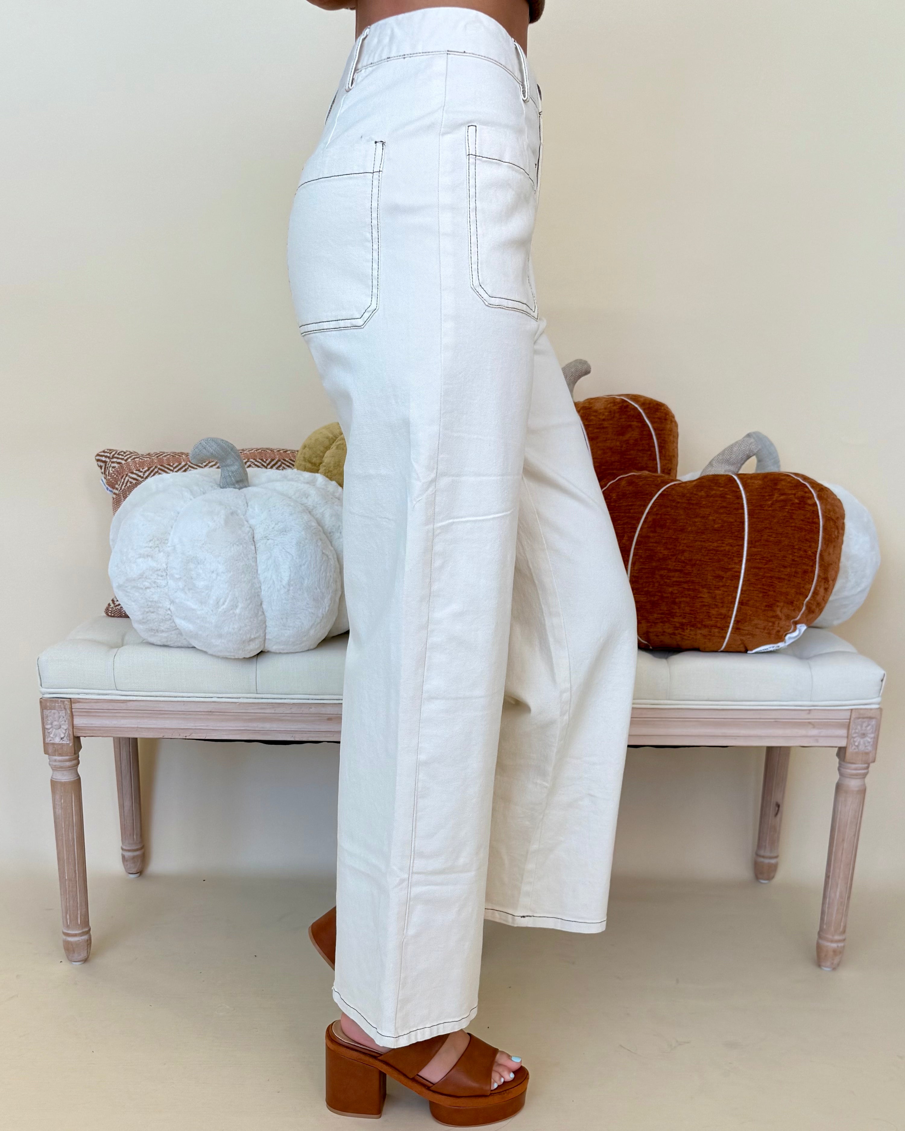 Know The Way Ecru Front Pocket Pants-Shop-Womens-Boutique-Clothing