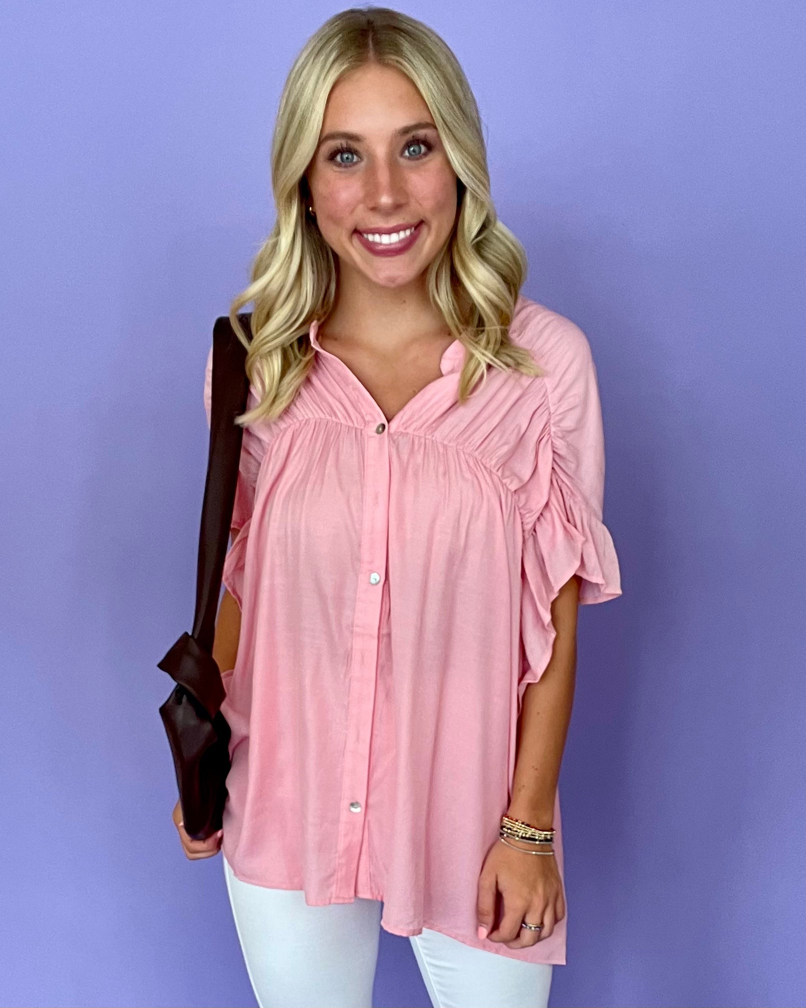 All Of Me Blush Button Top-Shop-Womens-Boutique-Clothing