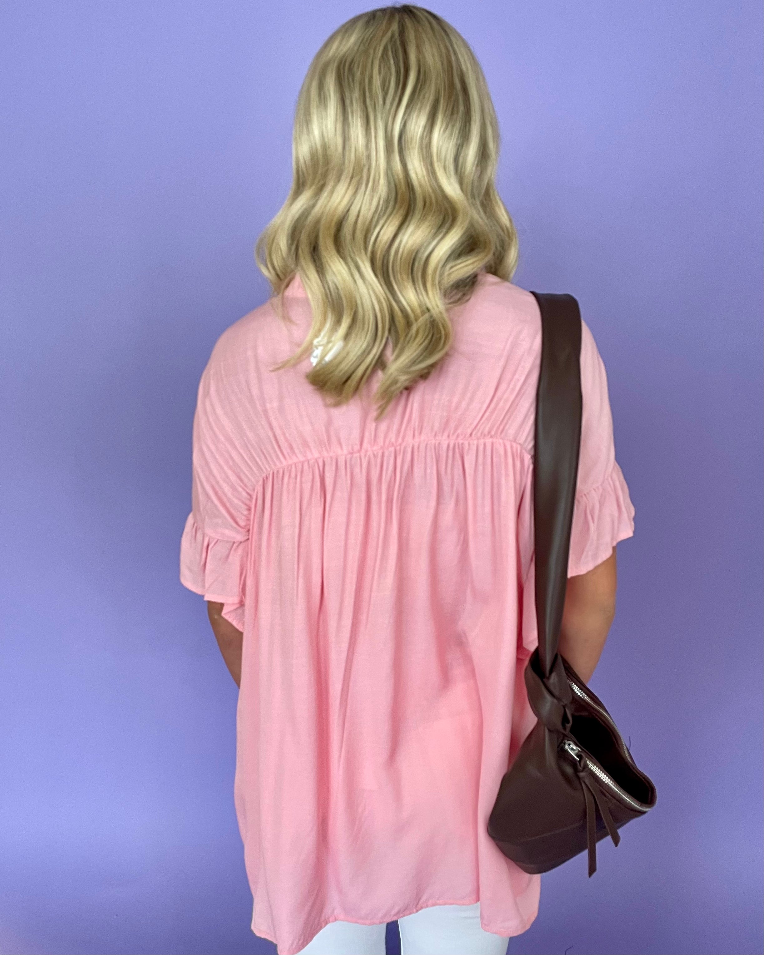 All Of Me Blush Button Top-Shop-Womens-Boutique-Clothing