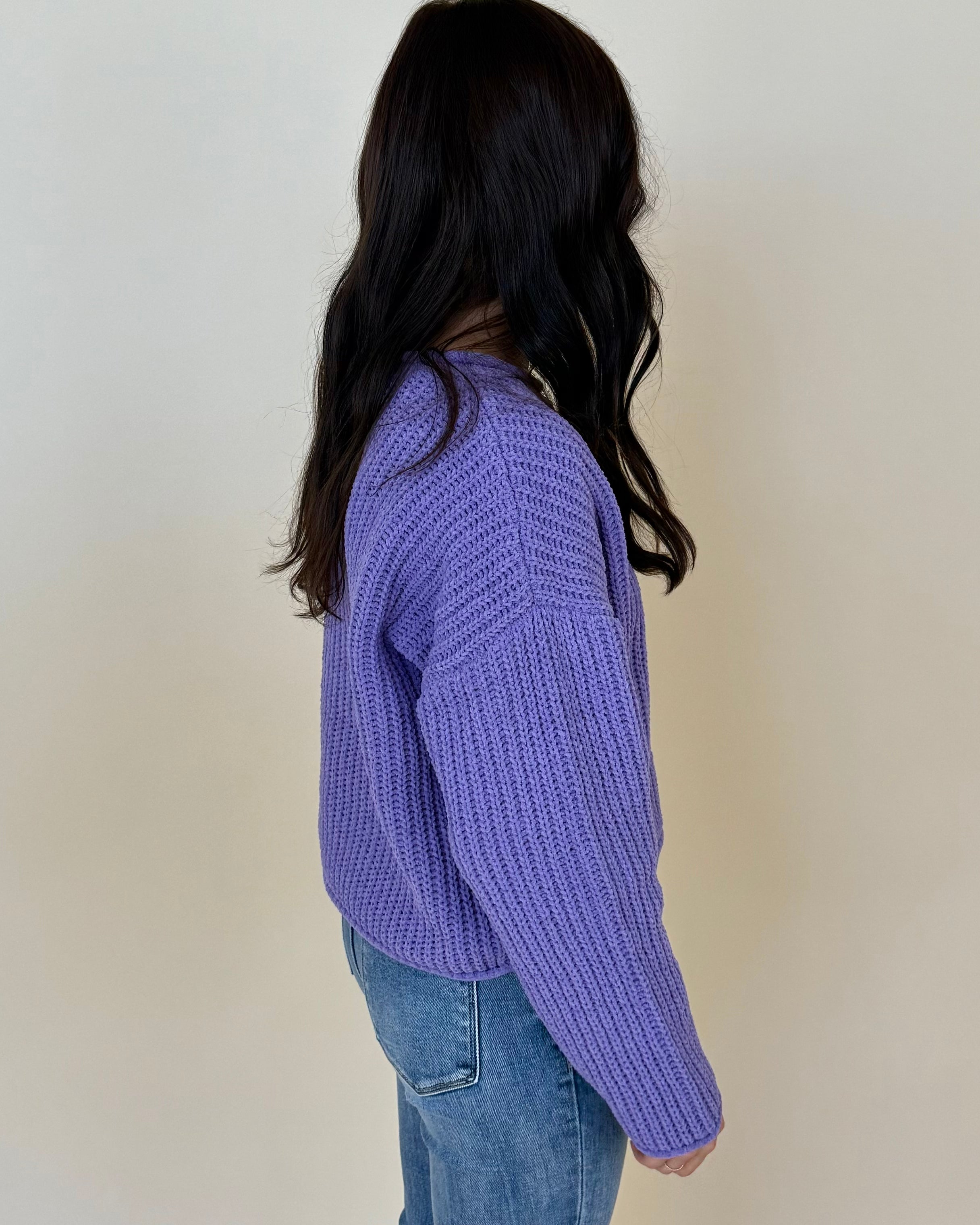 Enough Said Lavender Rolled Sweater-Shop-Womens-Boutique-Clothing