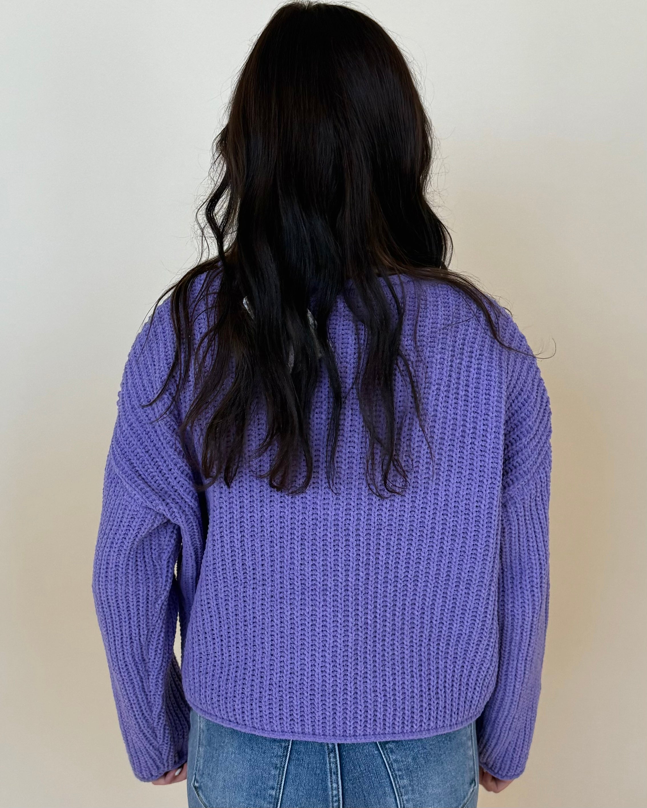 Enough Said Lavender Rolled Sweater-Shop-Womens-Boutique-Clothing