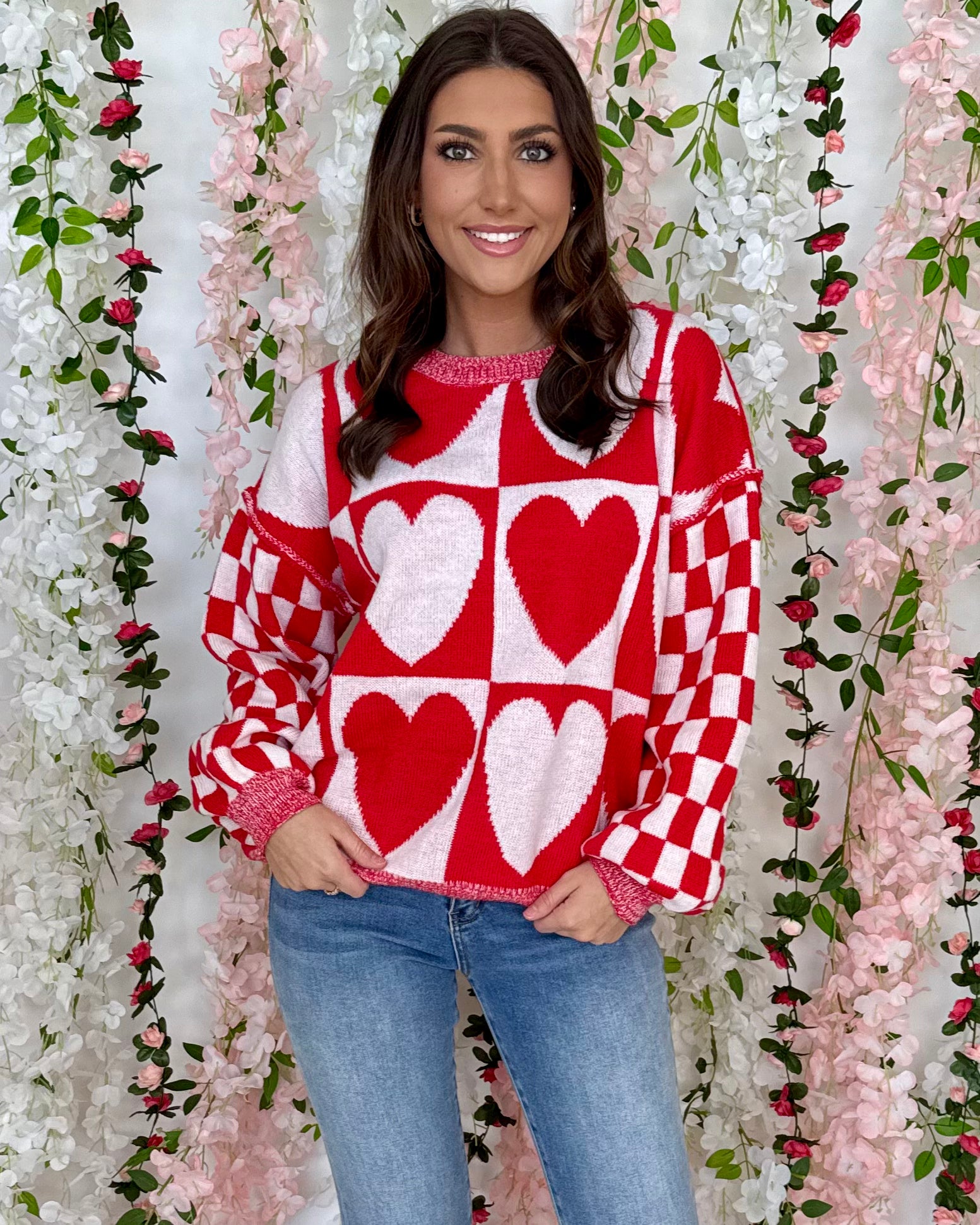 Queen Of Hearts Red Sweater-Shop-Womens-Boutique-Clothing