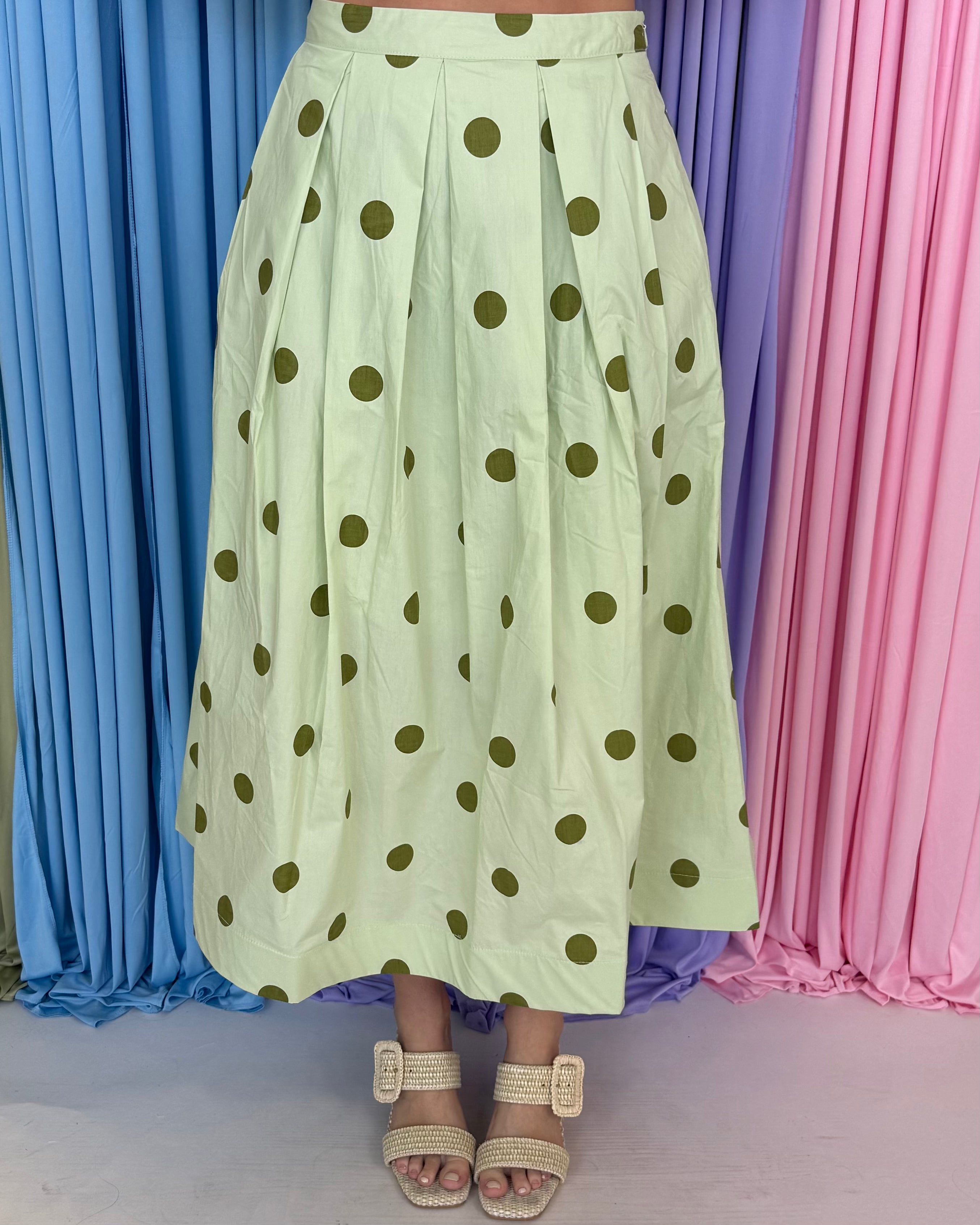 Sweet Laurel Sage Pleated Midi Skirt-Shop-Womens-Boutique-Clothing