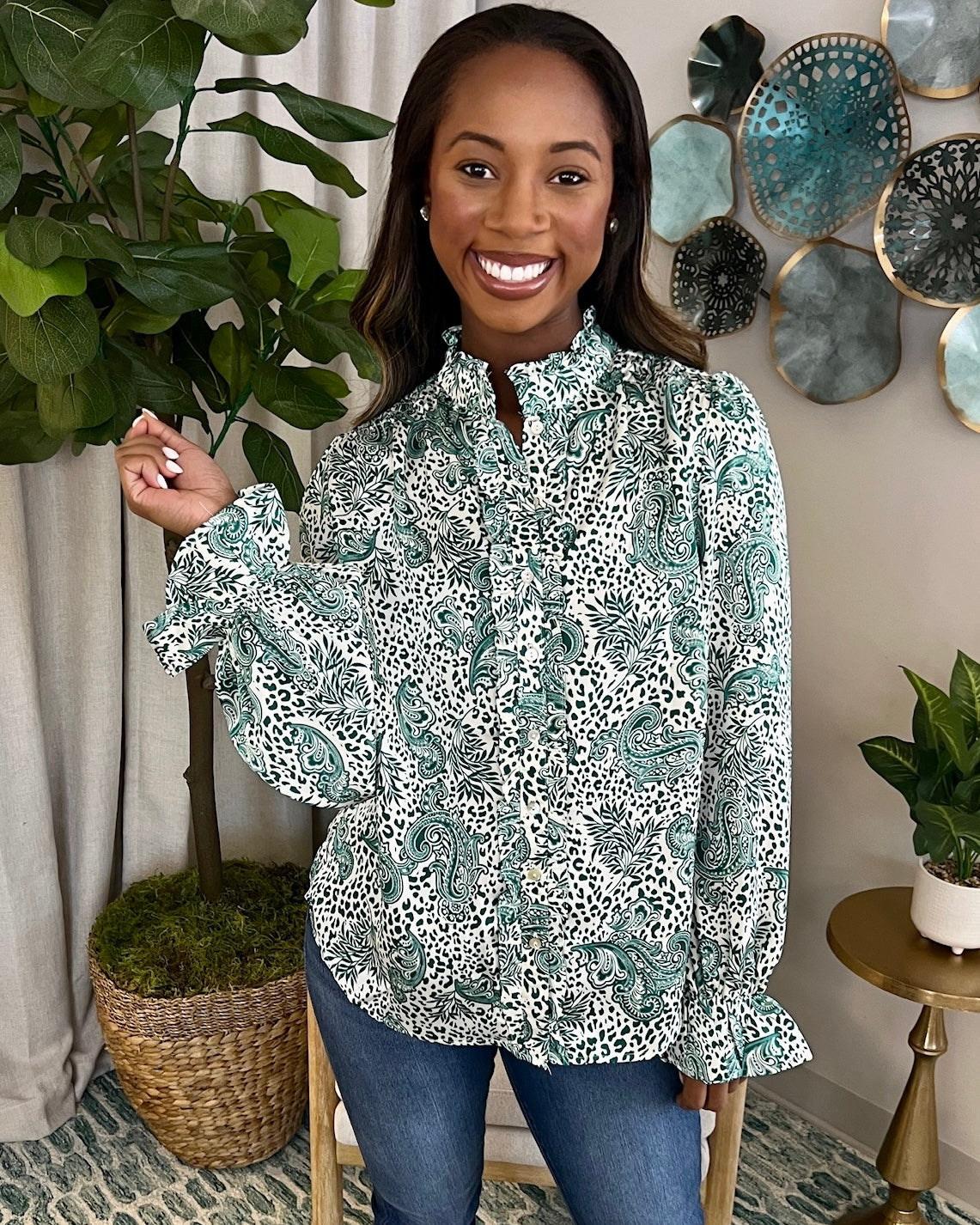 Path To You Teal Paisley Top-Shop-Womens-Boutique-Clothing
