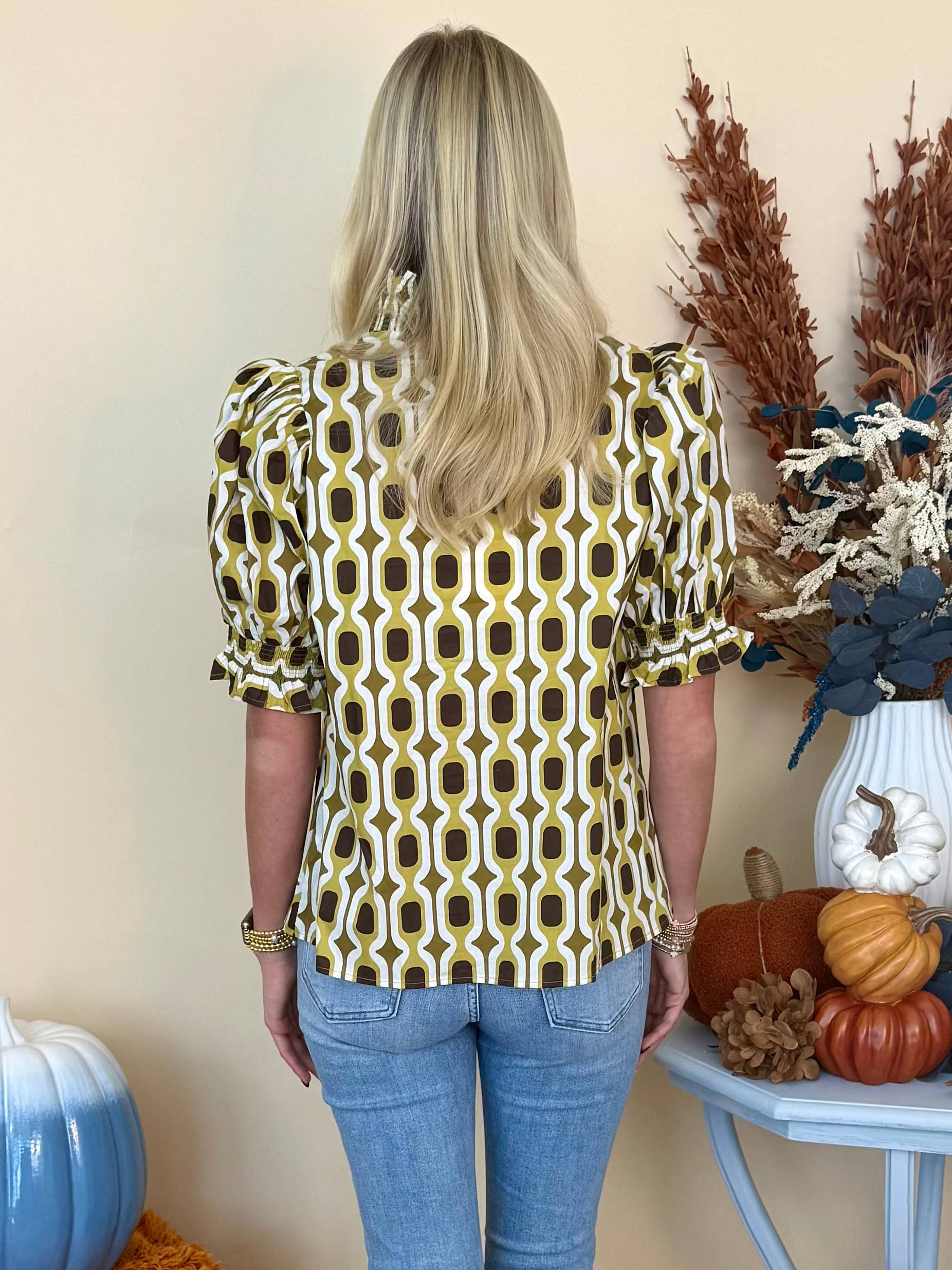 Golden Hour Martini Olive Abstract Print Top-Shop-Womens-Boutique-Clothing
