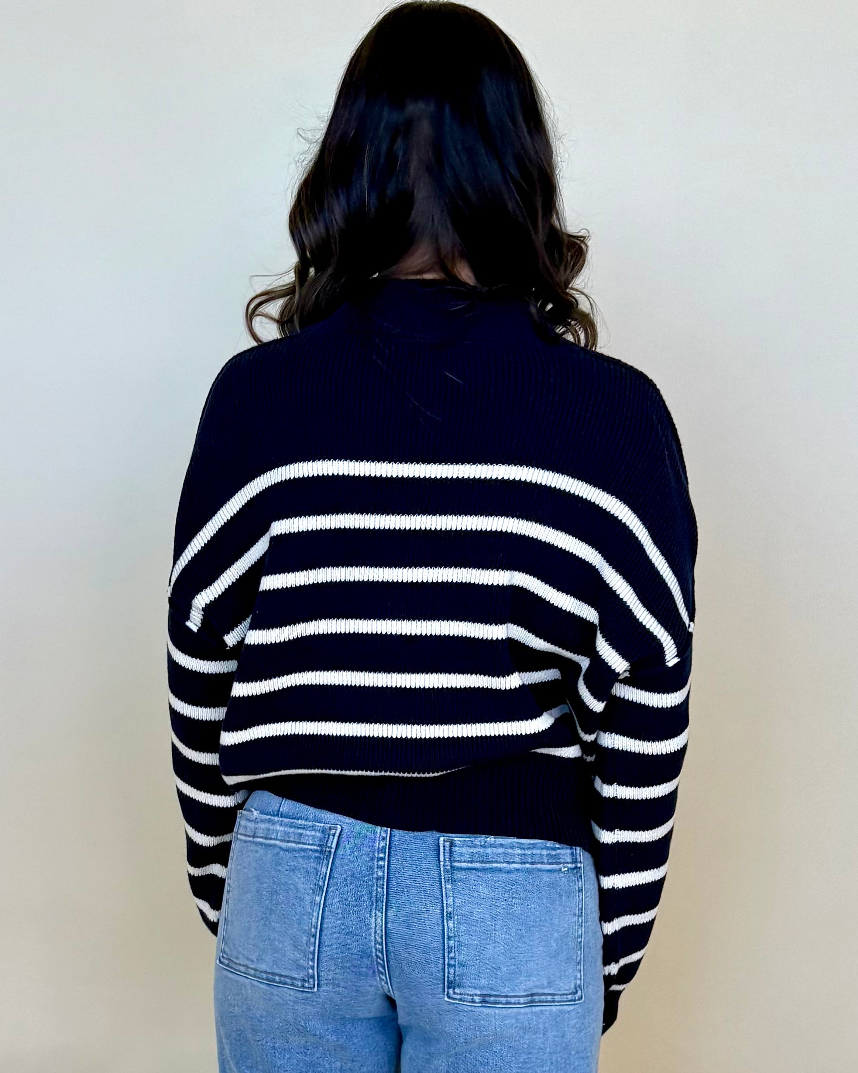 Rewrite Stories Navy Striped Mock Sweater-Shop-Womens-Boutique-Clothing