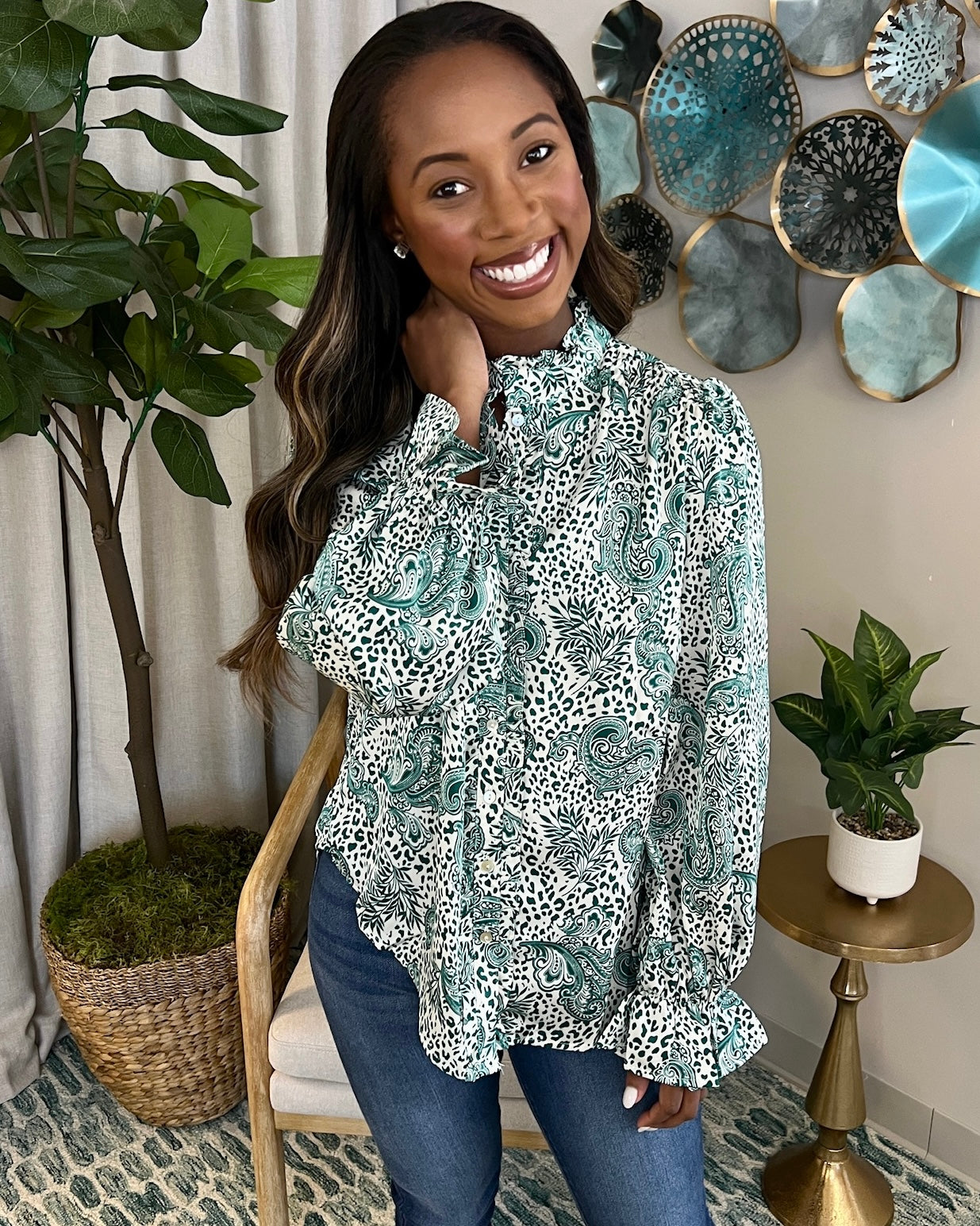 Path To You Teal Paisley Top-Shop-Womens-Boutique-Clothing