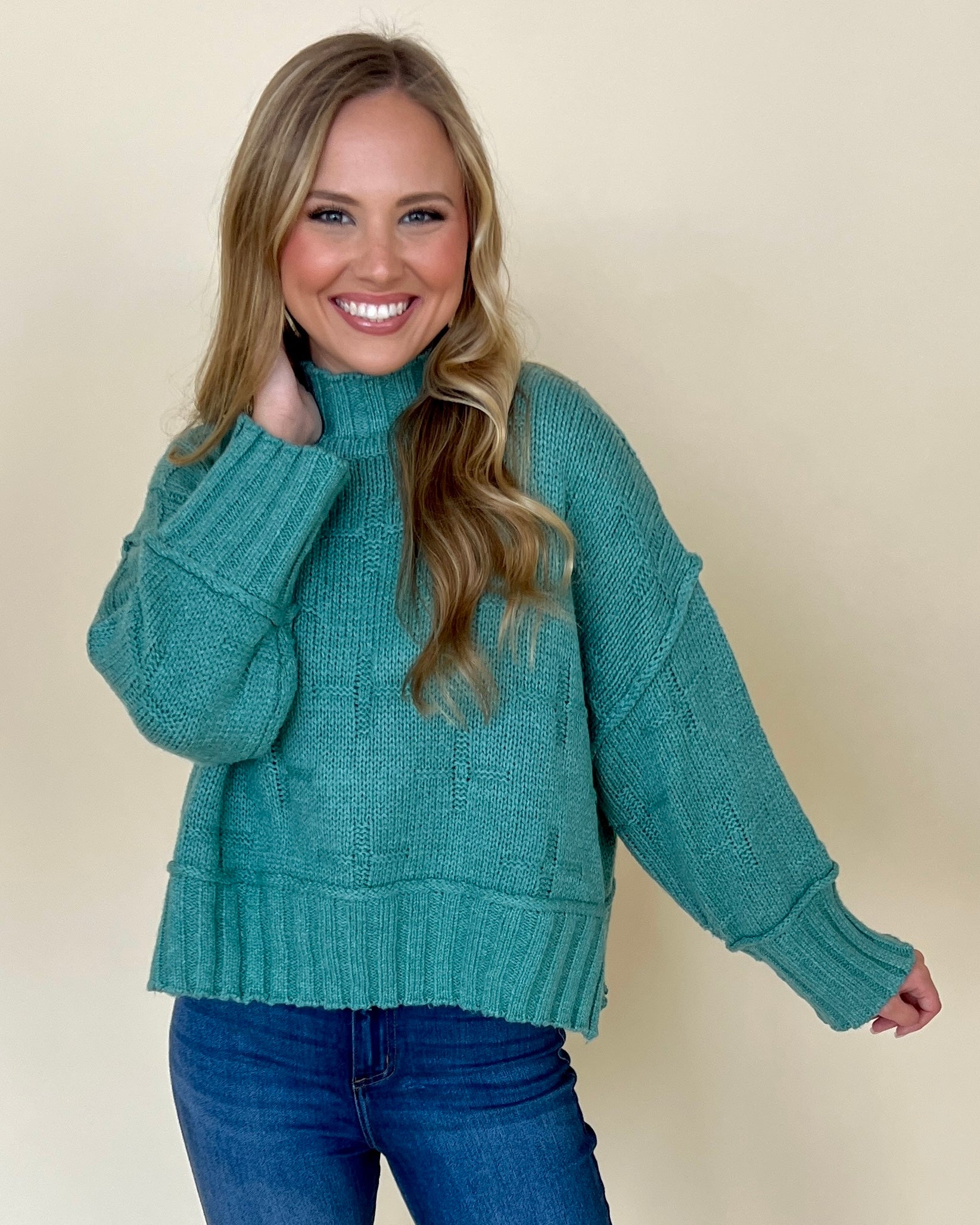 Stay On Sage Design Knitted Sweater-Shop-Womens-Boutique-Clothing