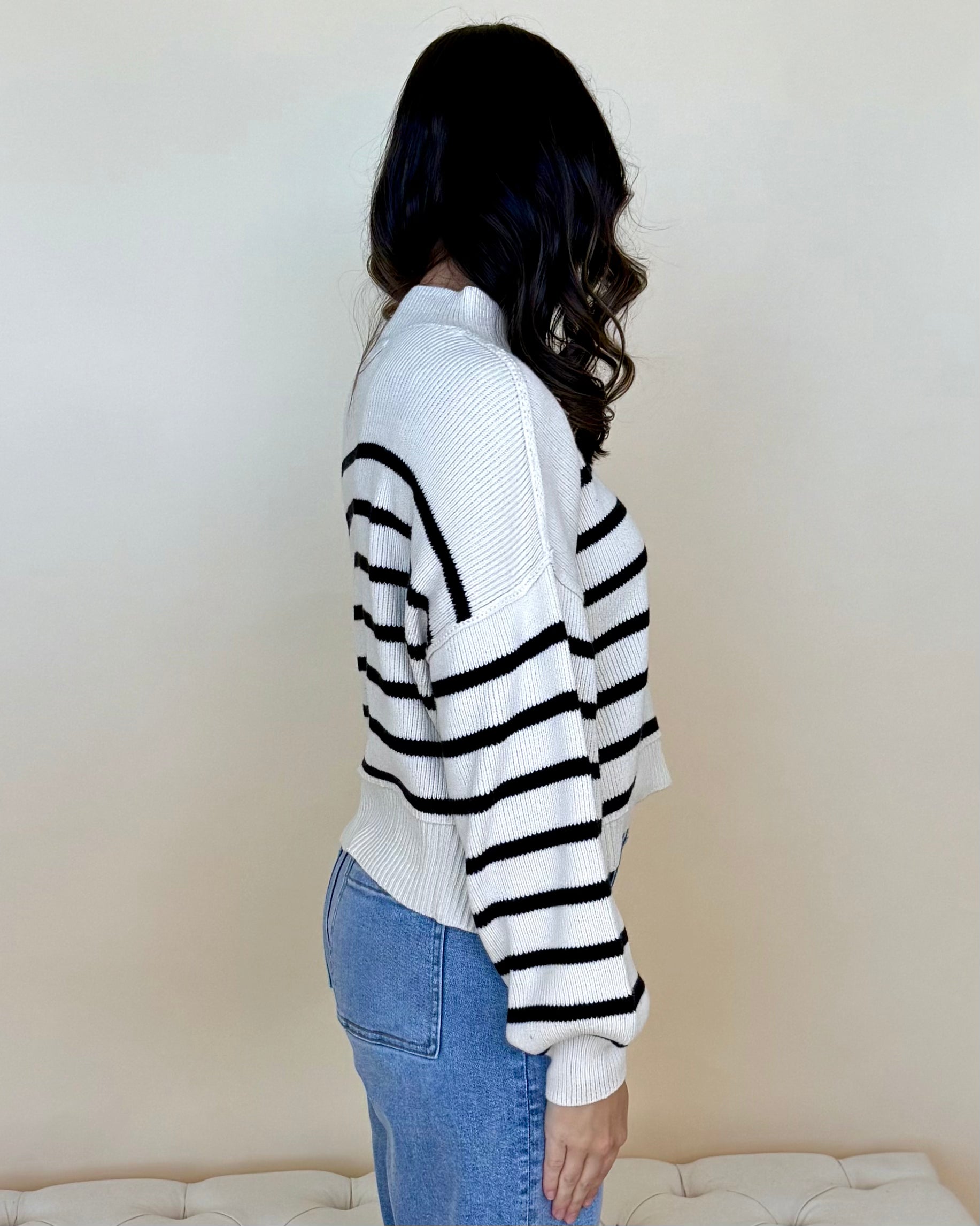 Rewrite Stories Ivory Striped Mock Sweater-Shop-Womens-Boutique-Clothing