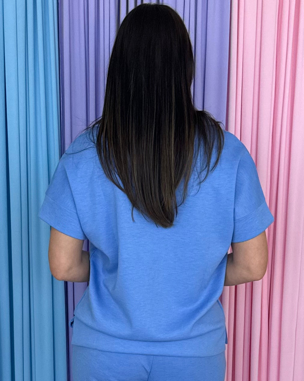 Petite Petals Cornflower Blue Scuba Half Zip Set-Shop-Womens-Boutique-Clothing