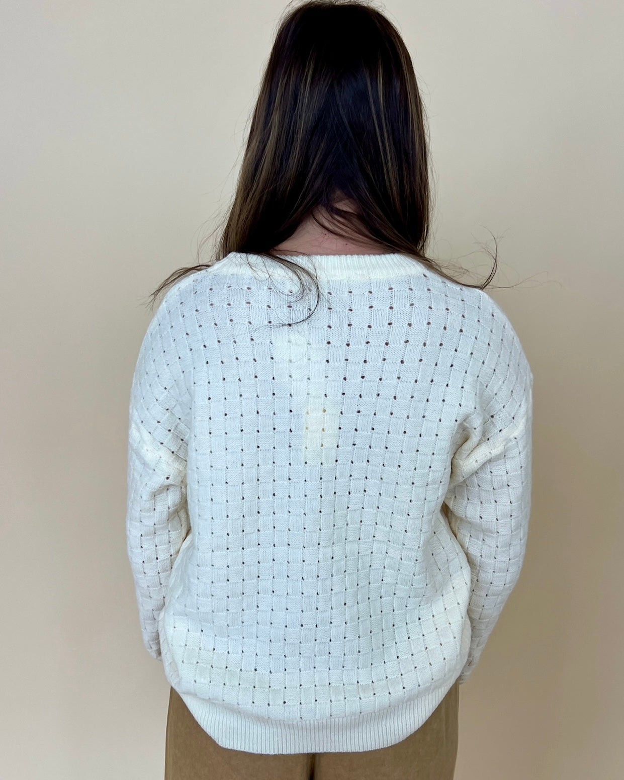 Stay Cozy Ivory Checkered Knit Sweater-Shop-Womens-Boutique-Clothing