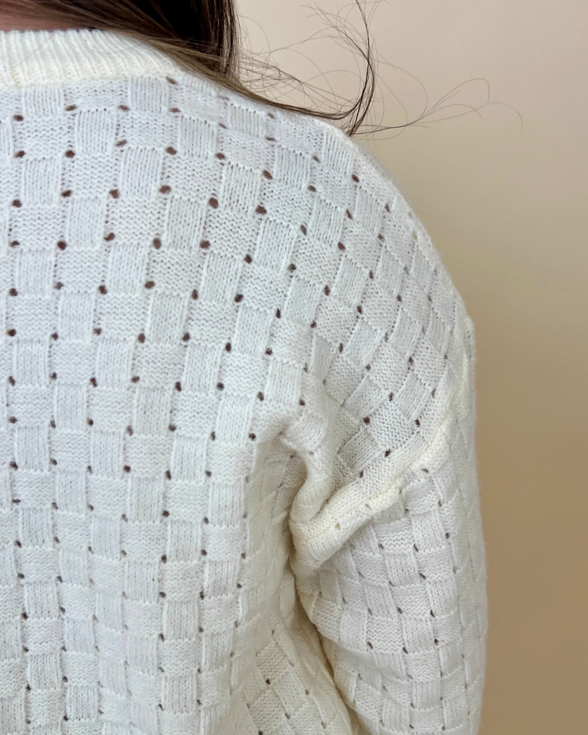 Stay Cozy Ivory Checkered Knit Sweater-Shop-Womens-Boutique-Clothing