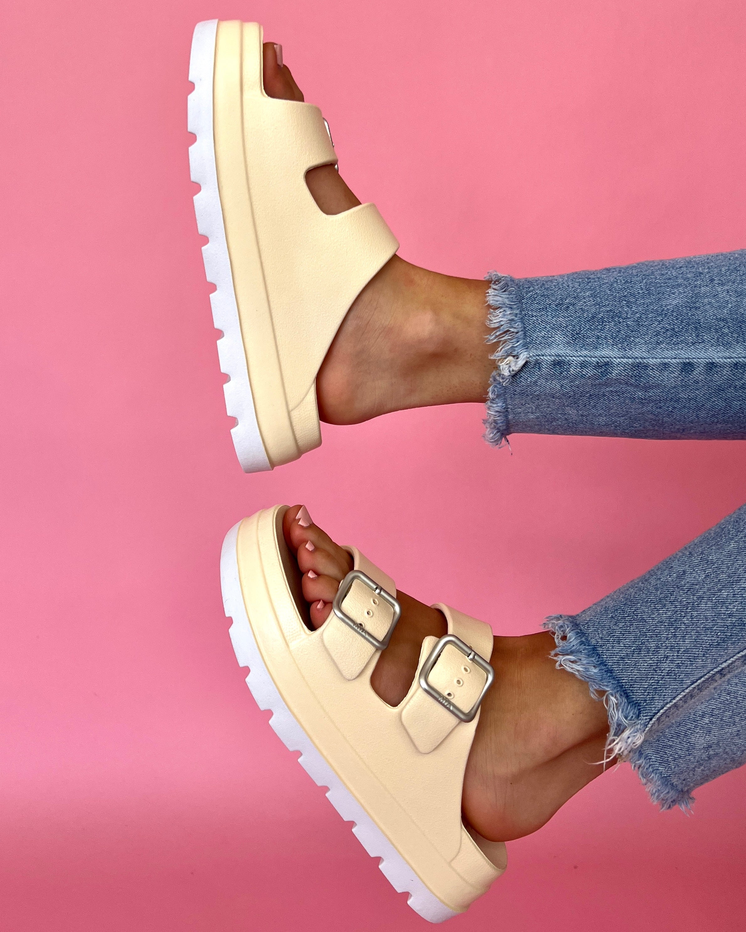 Larissa Bone Platform Double Strap Sandals-Shop-Womens-Boutique-Clothing