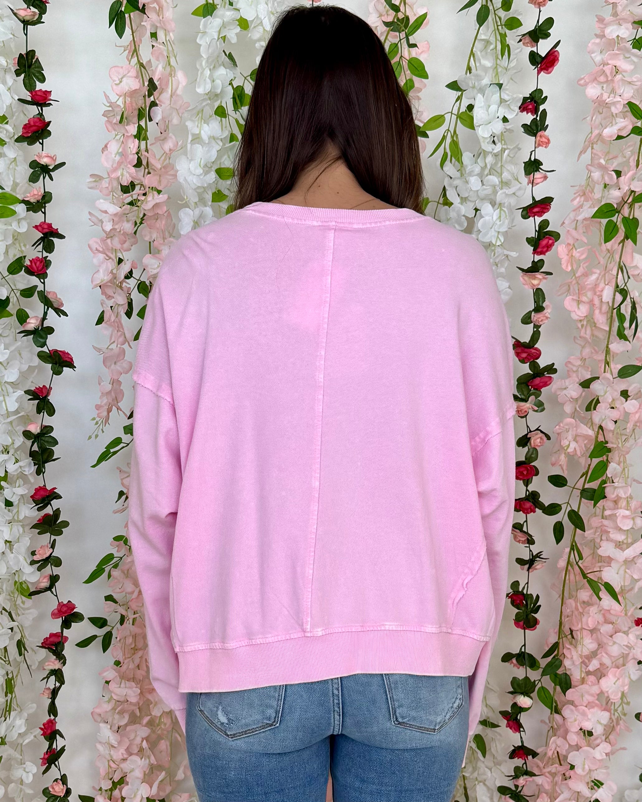 Days Passing Powder Pink Flower Detail Top-Shop-Womens-Boutique-Clothing