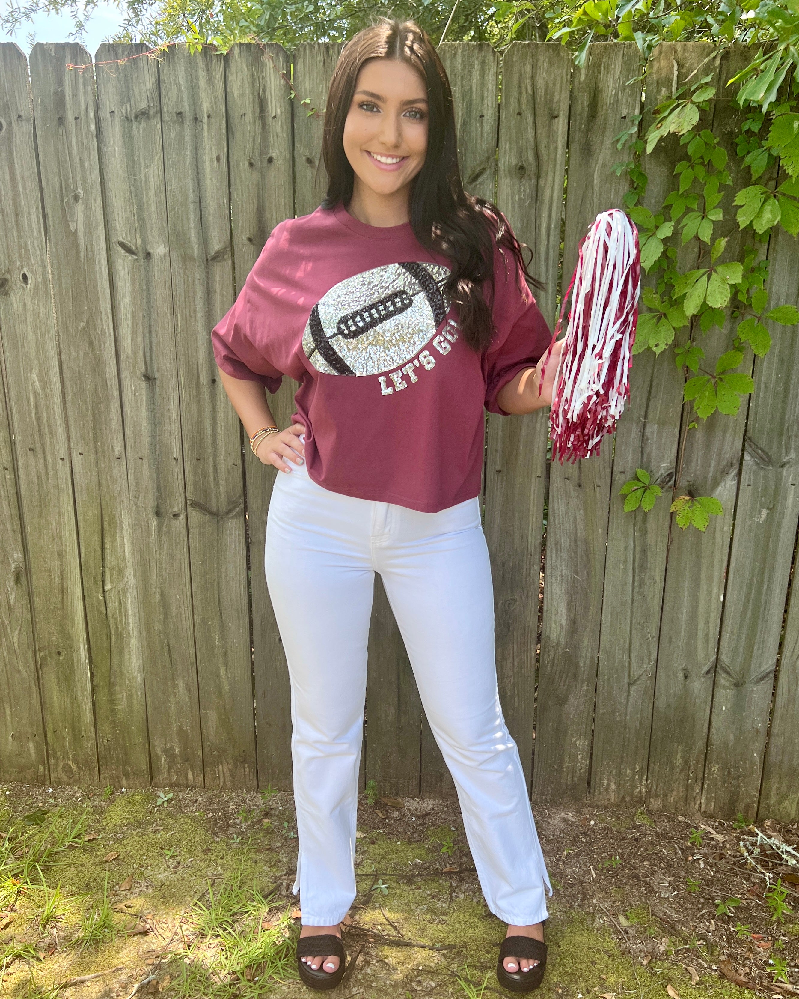 Let's Go Maroon Game Day Sequins Crop Tee-Shop-Womens-Boutique-Clothing