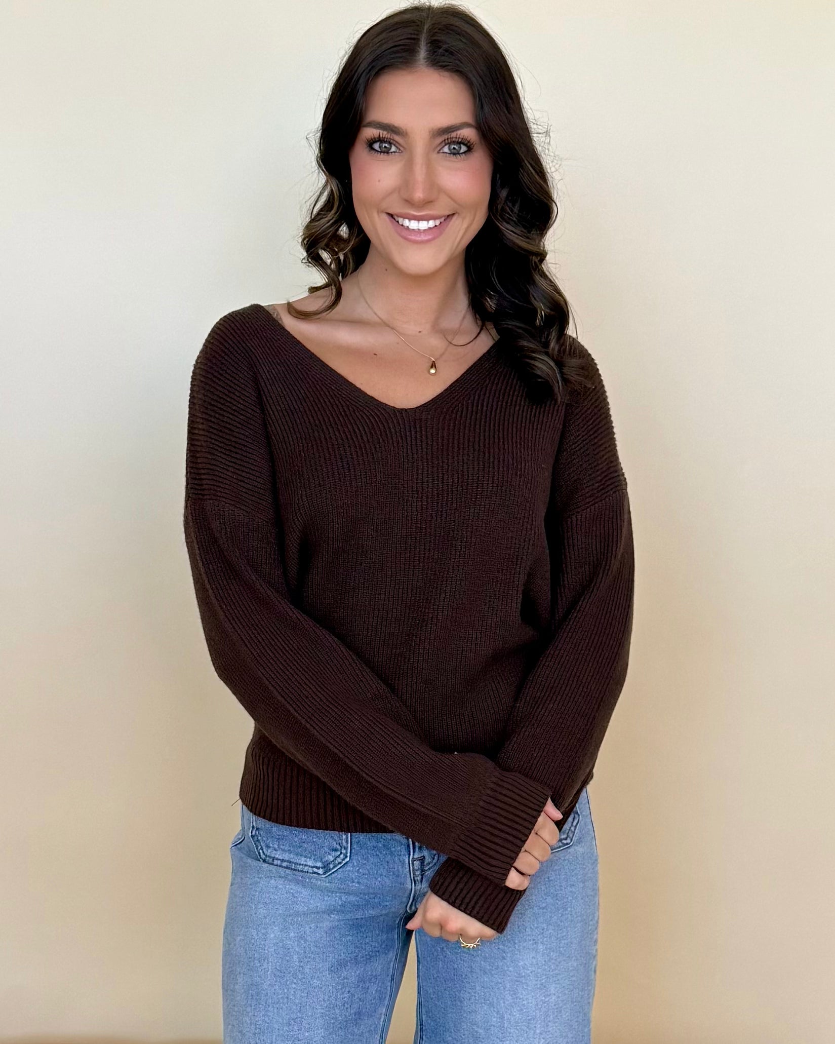 Love Search Brown Back Bow Sweater-Shop-Womens-Boutique-Clothing