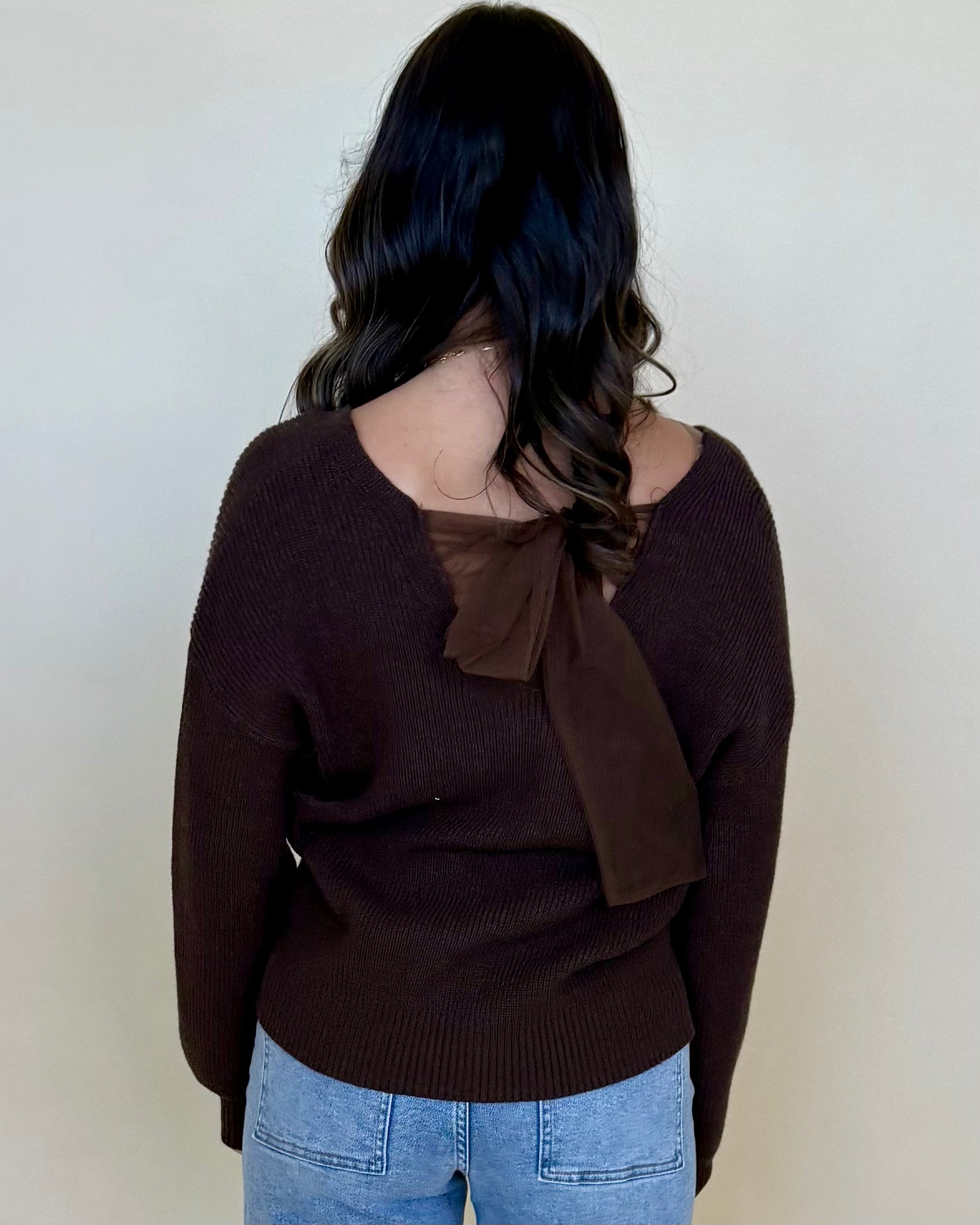 Love Search Brown Back Bow Sweater-Shop-Womens-Boutique-Clothing