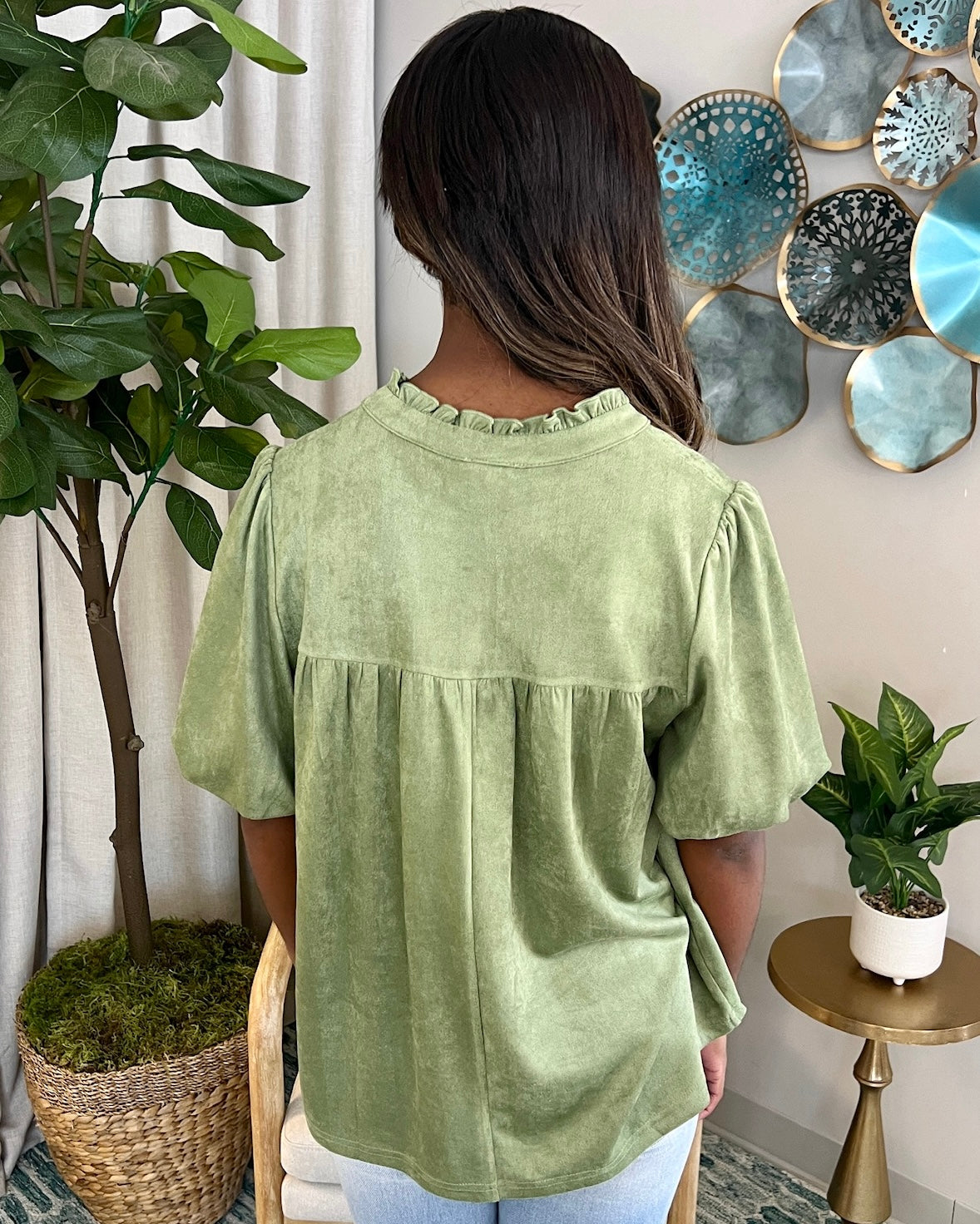 Going All Out Green Suede Top-Shop-Womens-Boutique-Clothing